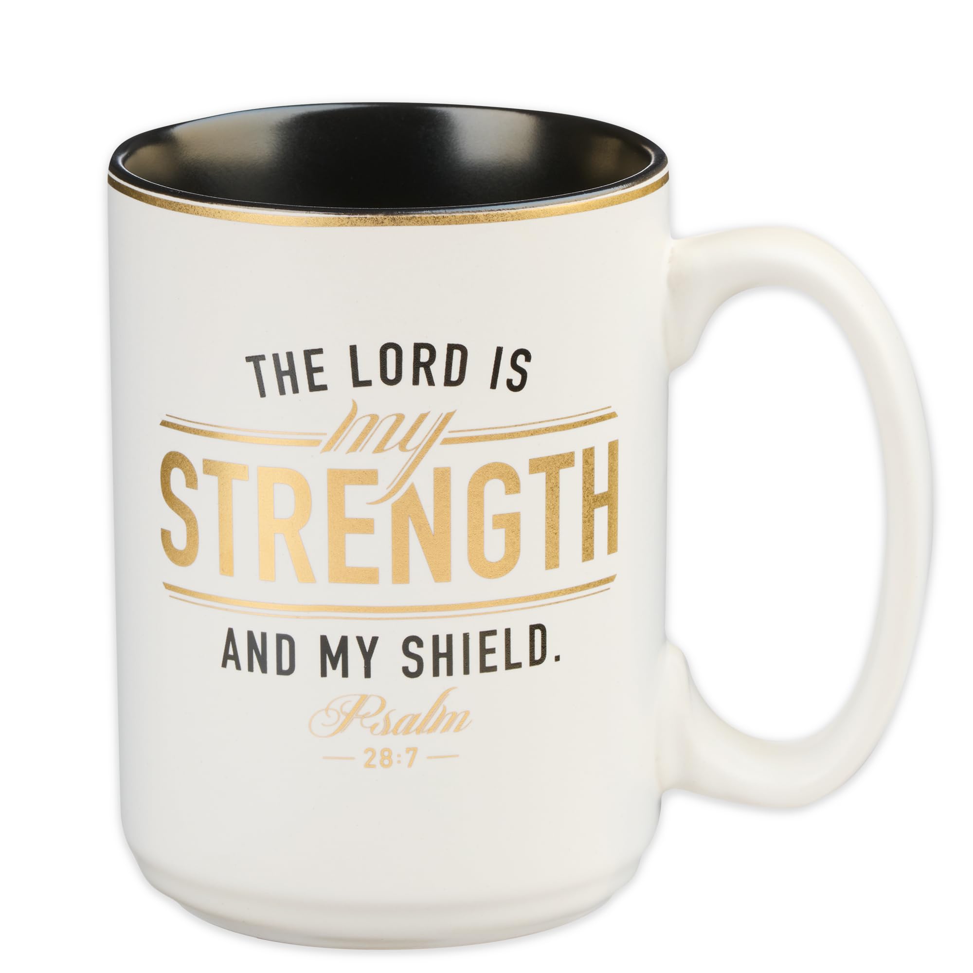 Christian Art Gifts Large Ceramic Encouraging Scripture Coffee And Tea Mug For Men: The Lord Is My Strength - Psalm 28:7 Inspira