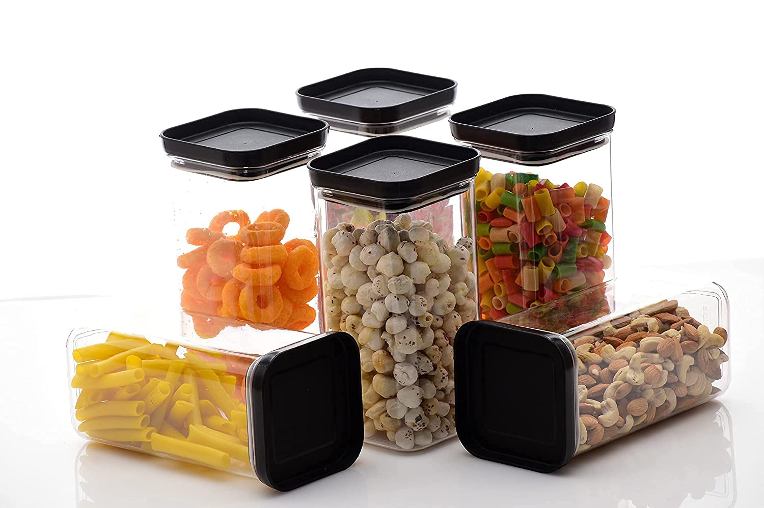 Angelware Airtight Plastic Square Container Set For Kitchen Storage  Unbreakable & AirTight Design | 1100Ml Containers | Conta