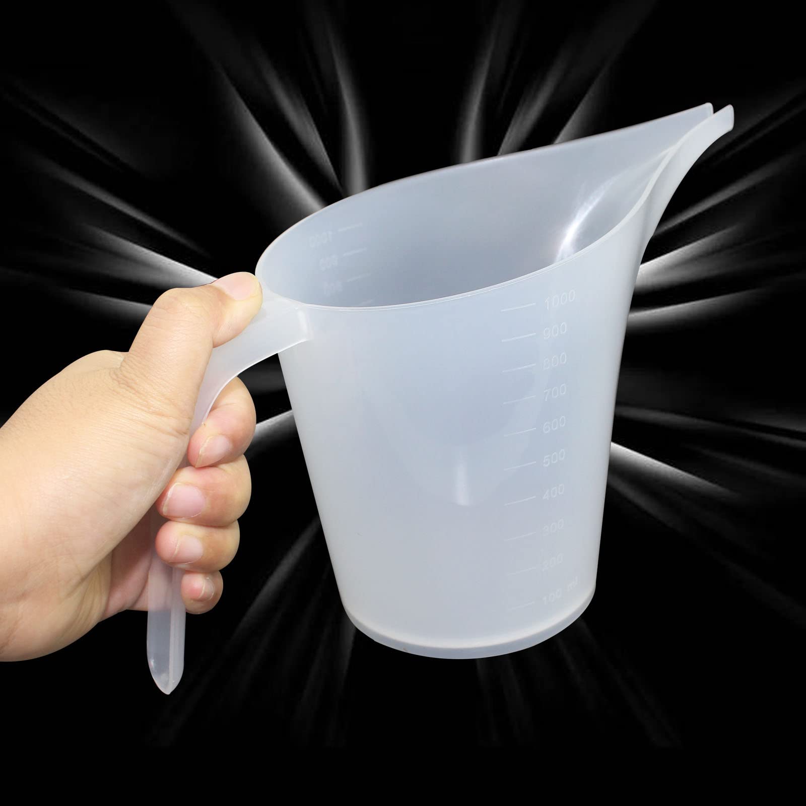 4 Pieces Plastic Funnel Pitcher 1000Ml Capacity Measuring Cups With Long Spouts And Clear Scales For Canning Watering Plants