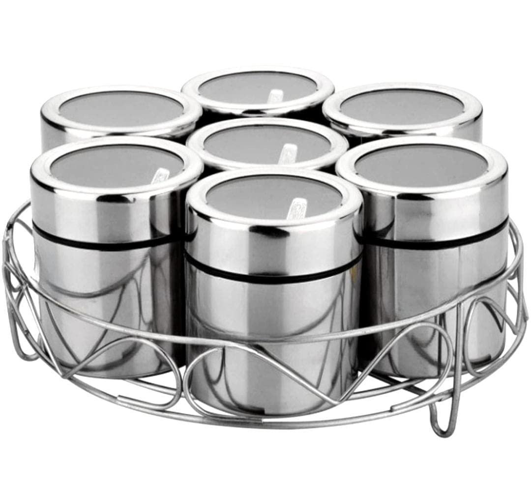 Steeple Storage Masala Box (Dabba) With See Through Lid 1 Piece Spice Set (Each Container 175Ml)
