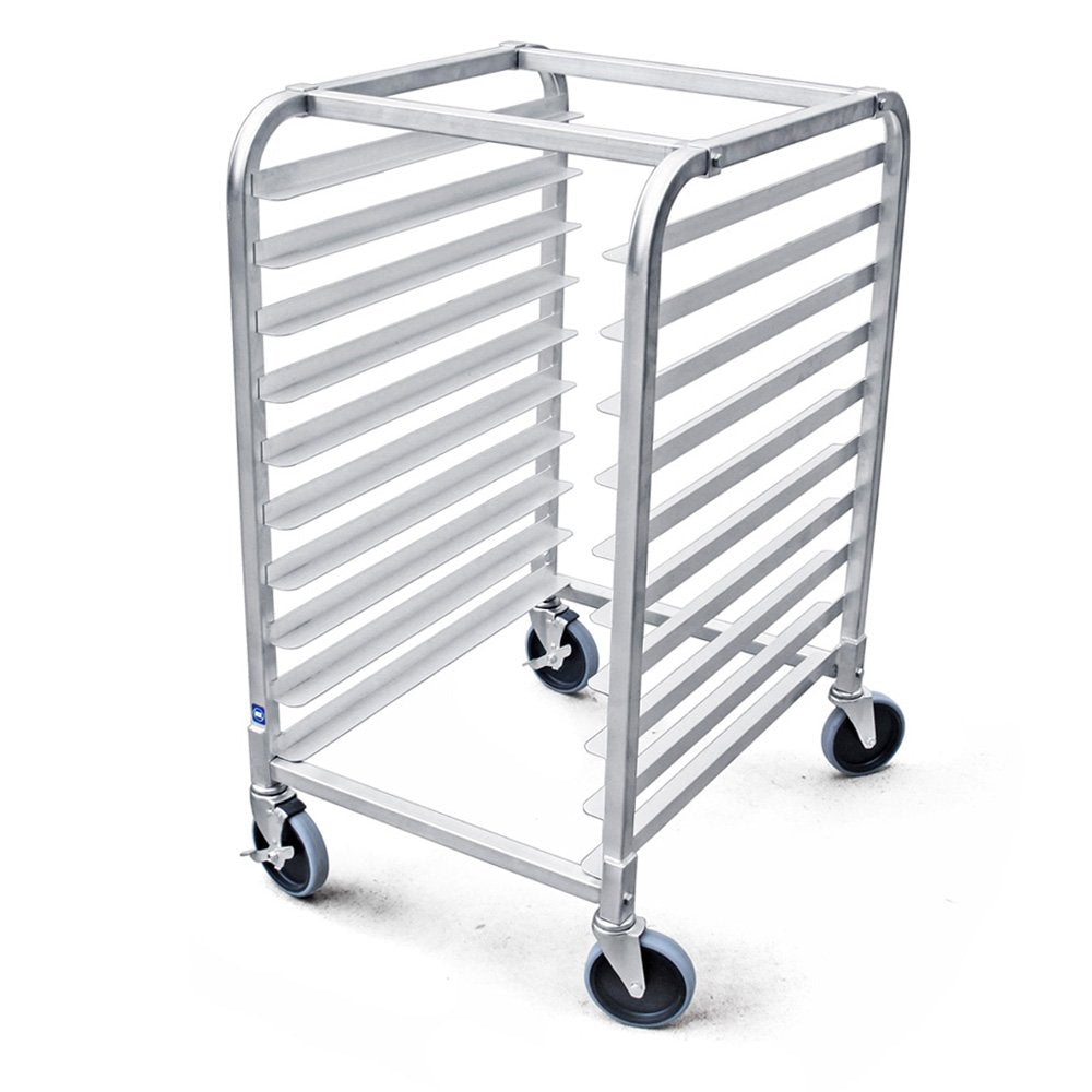 New Star Foodservice 36510 Commercial-Grade Aluminum 10-Tier Sheet Pan/Bun Pan Rack, 26'' L X 20'' W X 38'' H With Brake Wheels
