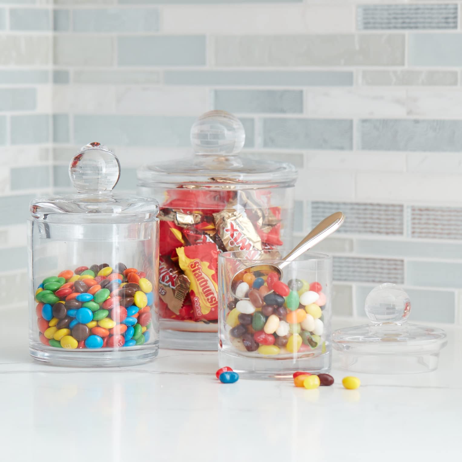 Creative Gifts International Lead-Free Crystal Biscuit Barrel, Glass Cookie Jar, 4'' Diameter, 6.5'' Height, Gift Box Included