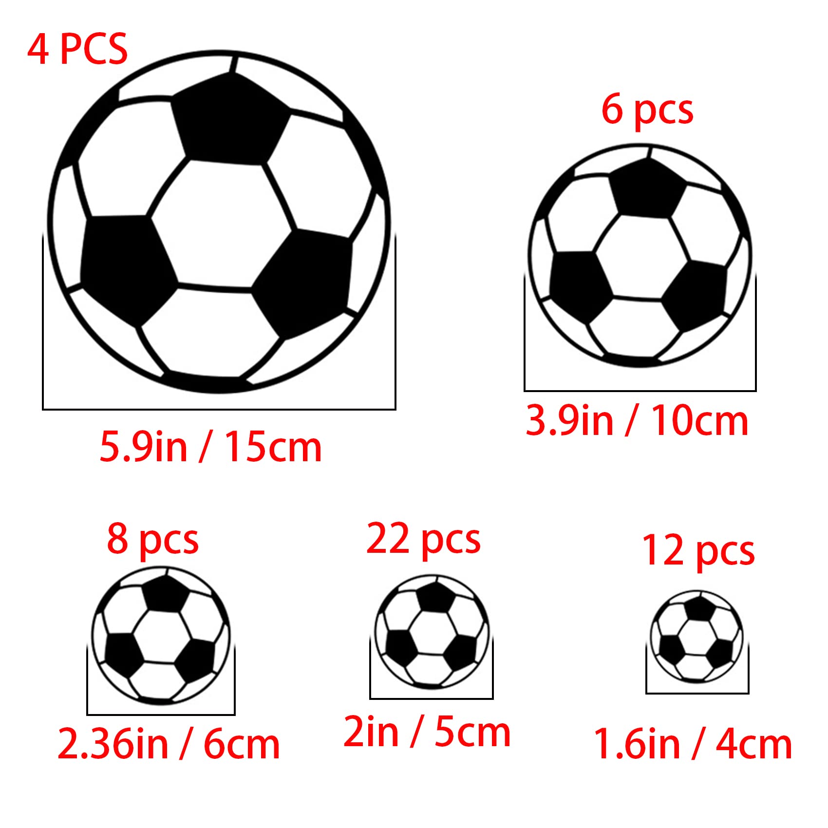 52 Pcs Soccer Stickers, Easy To Peel And Stick Soccer Balls Wall Stickers, Wall Art Diy Football Decor Decals For Kids Room, Boy