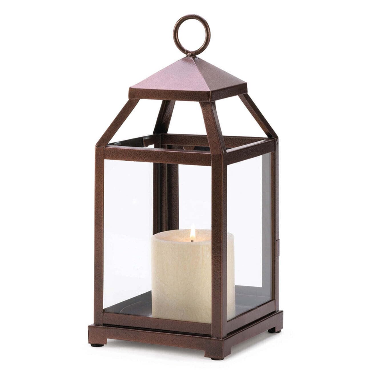 Zingz & Thingz Contemporary Candle Lanterns, Decorative Light, Small, 5.5x5.75x12, Bronze