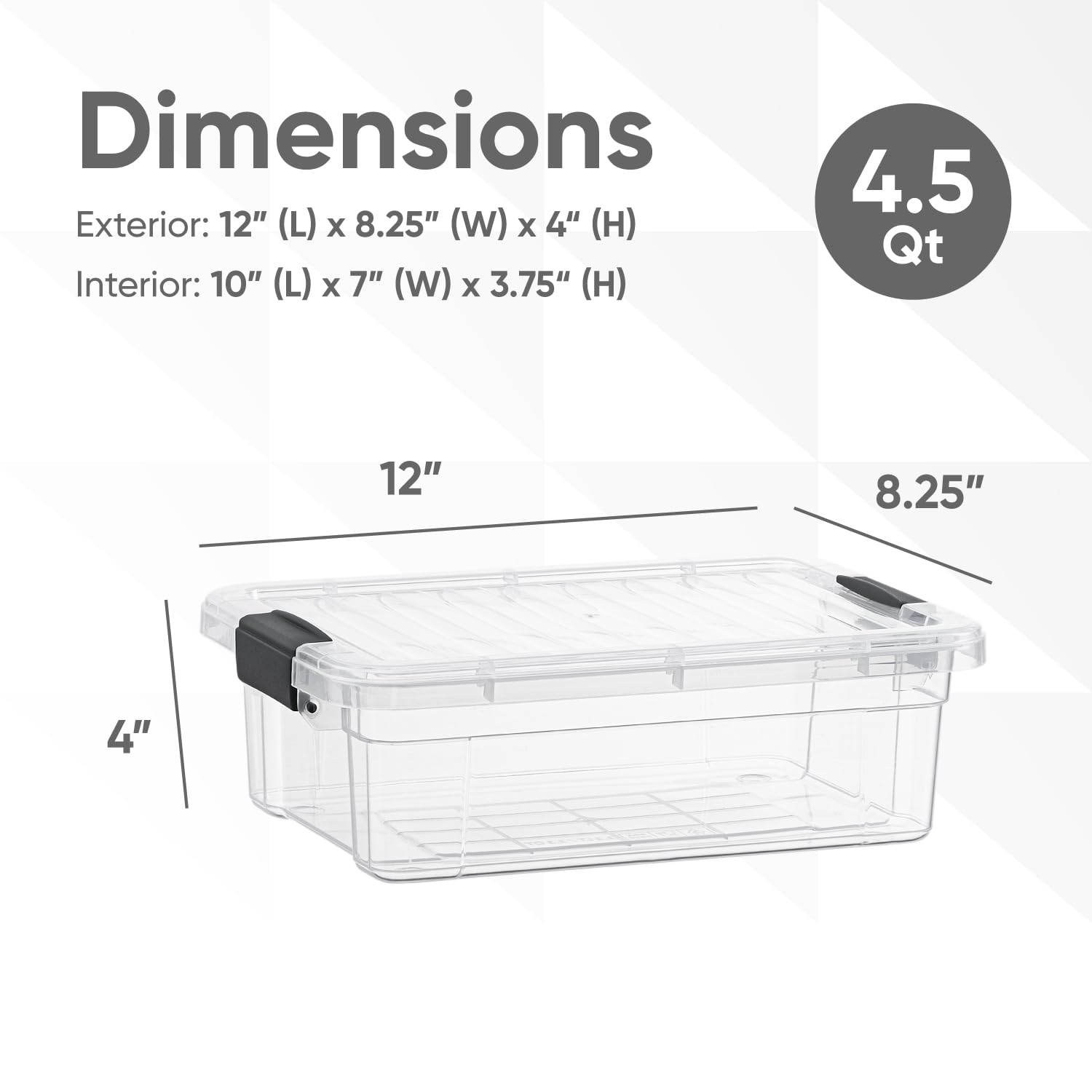Superio Clear Storage Box With Lid, 4.5 Quart Plastic Container Bins For Organizing, Stackable Crates, Bpa Free, Non Toxic, Odor