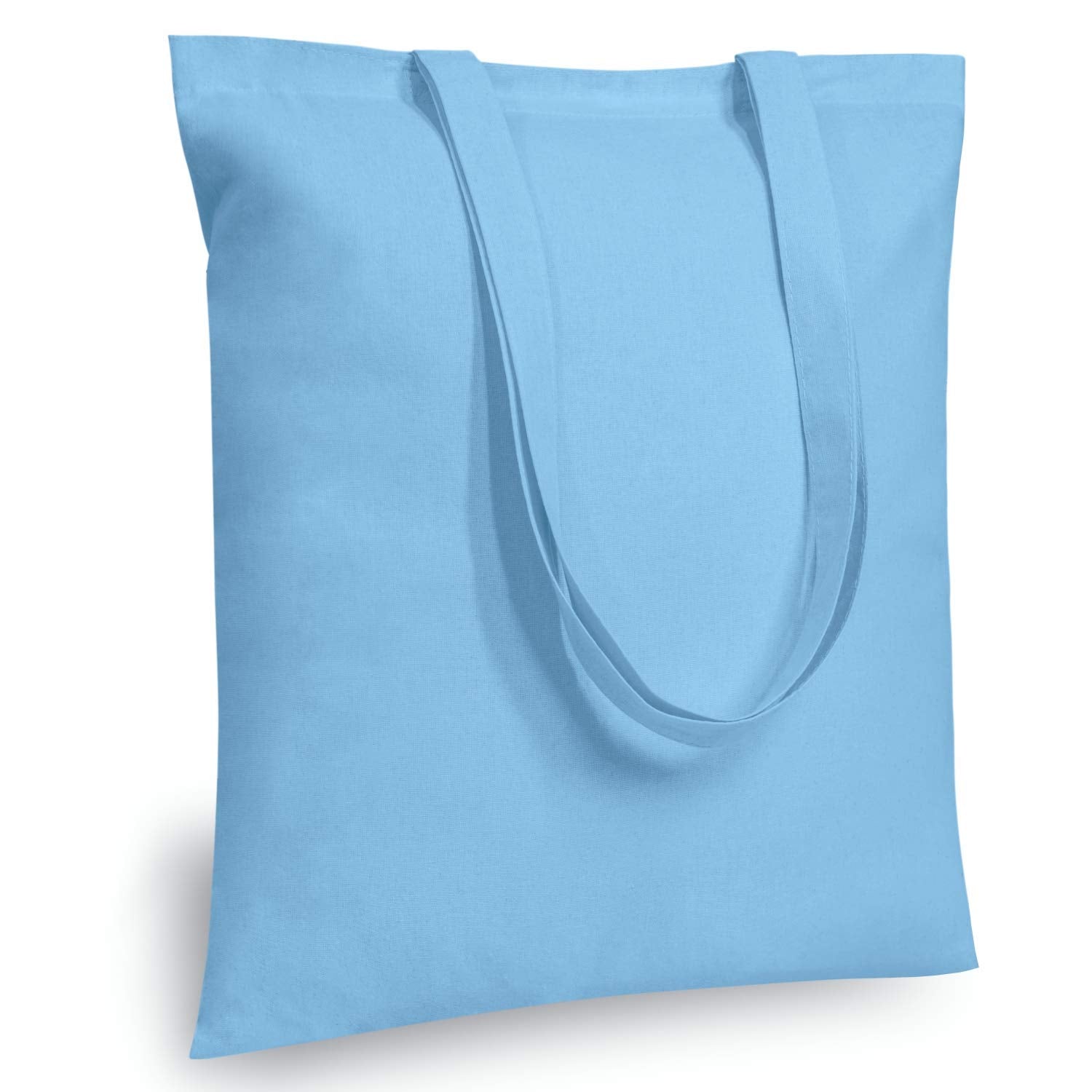 Topdesign 24-Pack Economical 16''X15'' Baby Blue Cotton Tote Bag, Lightweight Medium Reusable Grocery Shopping Cloth Bags, Suita