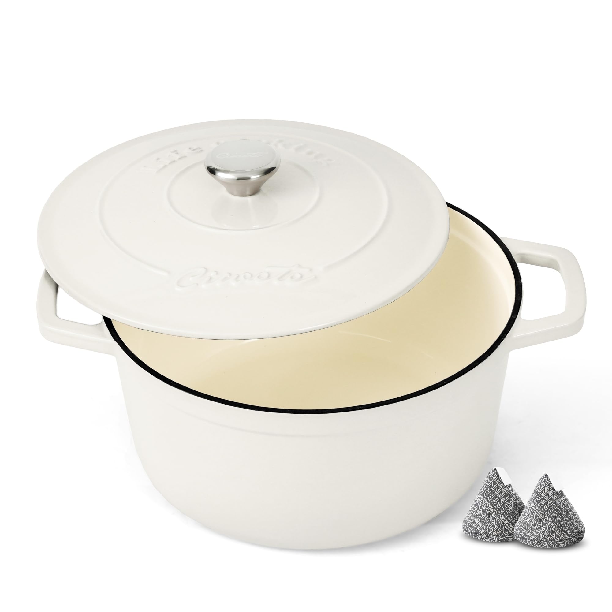 Ciwete 4.4 Qt Dutch Oven Pot With Lid - Off White