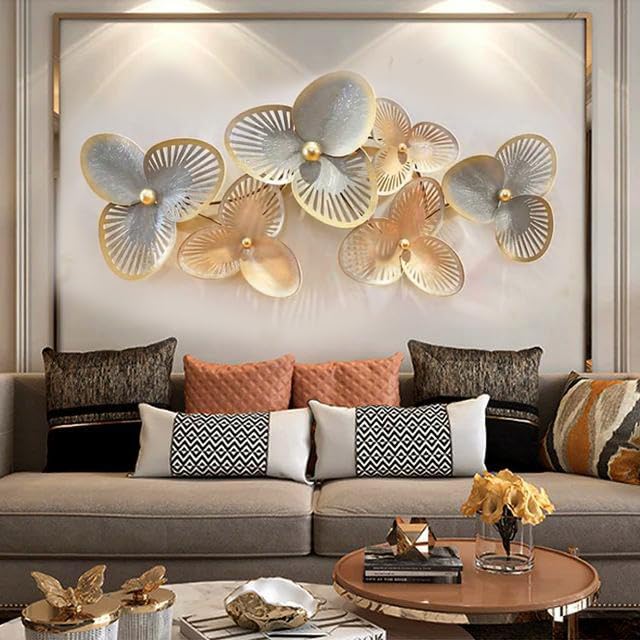Zove Metal Clover Leaf Wall Decoration | 3D Home Wall Decor | Elegant Design Decorative Wall Hanging Sculpture For Living Room,