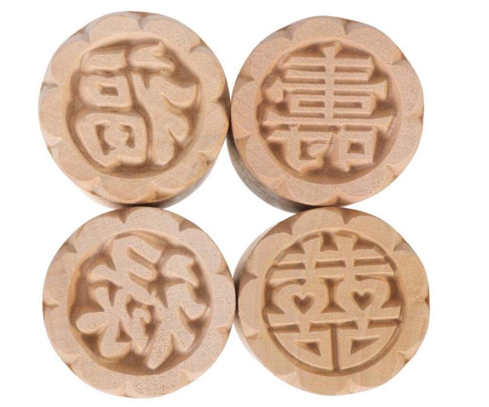 Fu Lu Shou Xi Pattern Wooden Stamp Cookie Press Cake Stamp Traditional Chinese Moon Cake Mold Diy Dessert Mold Maker For Mid-Aut