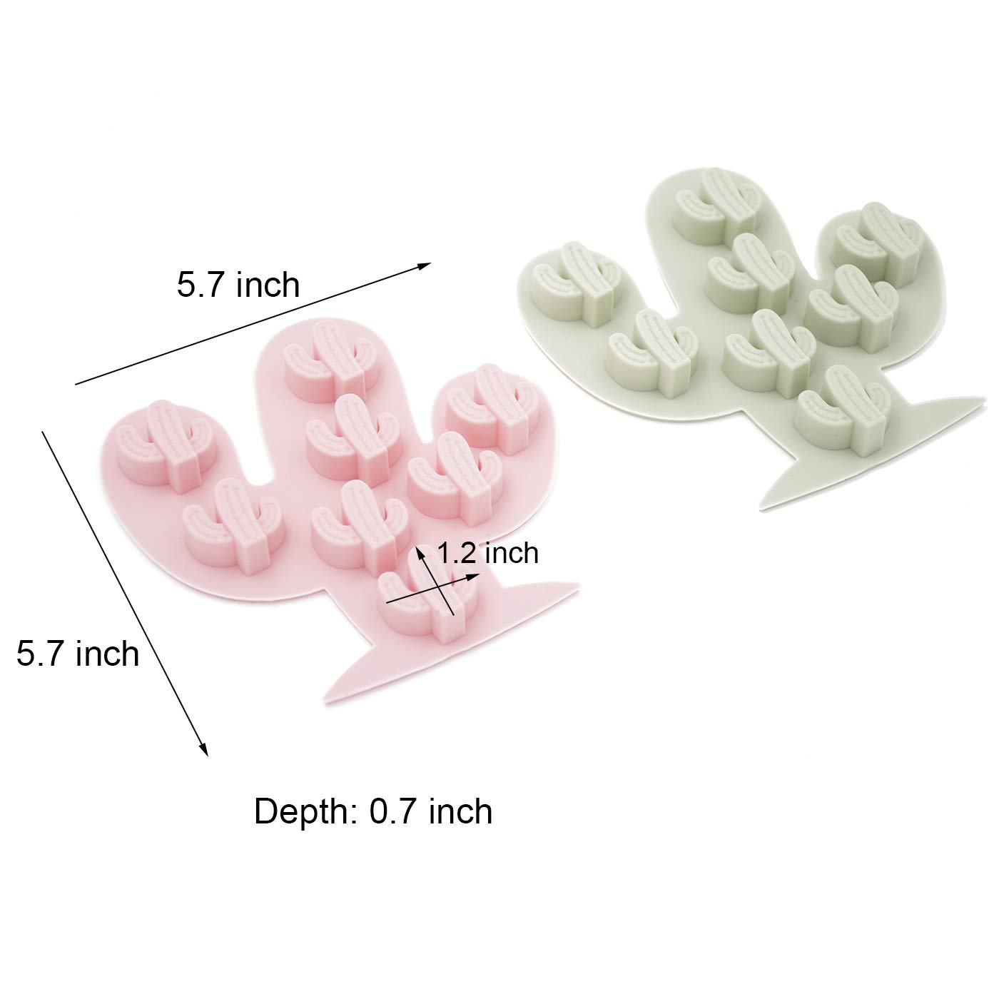 Moldfun 2Pcs Mini Cactus Ice Cube Tray Set Small Cacti Silicone Molds For Making Small Soap Chocolate Candy Gummy Baking Cake Je