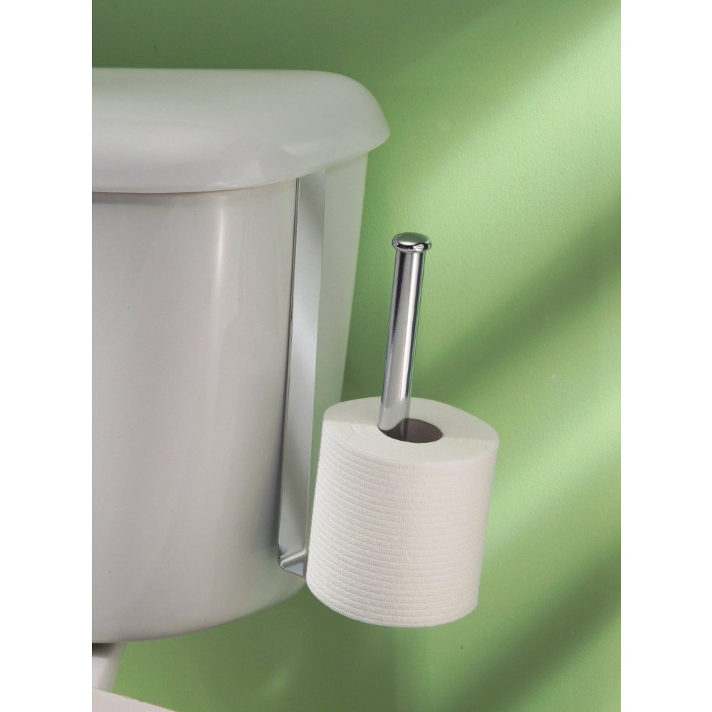 InterDesign Stainless Steel Toilet Paper Organizer Caddy, 2 Roll Reserve, Chrome, 10.75"x4.5"x2", Model 69380