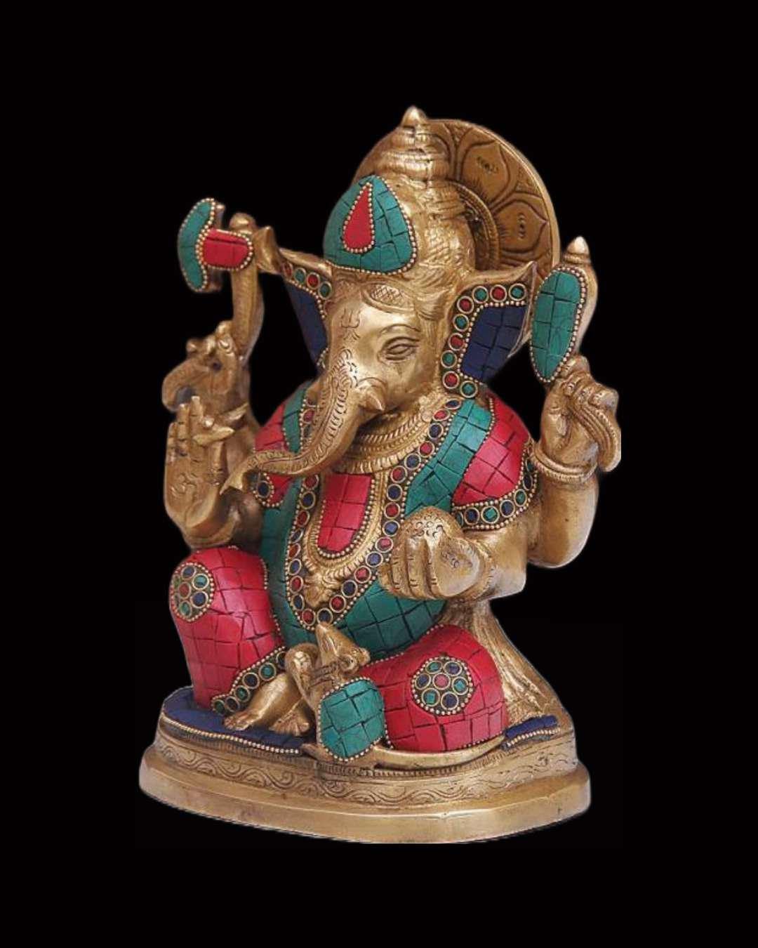 Rugdoll Ganesha Statue- 25Cm Ganesh Statue In Brass, Ganesha Idol, Ganesh Figurine, Elephant God, Son Of Lord Shiva, Ganesh Home