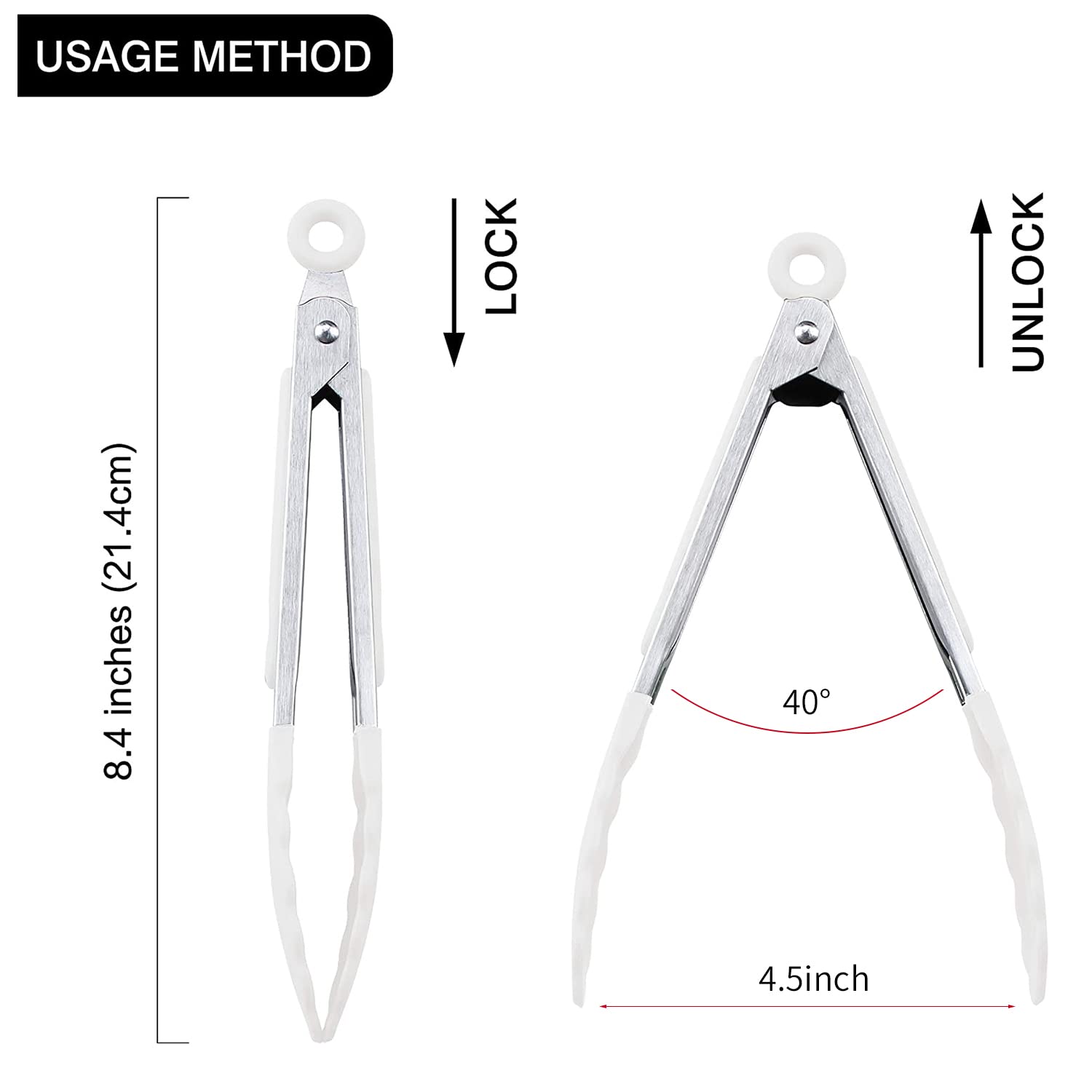 Msy Bigsunny Kitchen Food Tongs - 7'' Mini Silicone Serving Tongs For Appetizers - Set Of 3 (Black White Gray)
