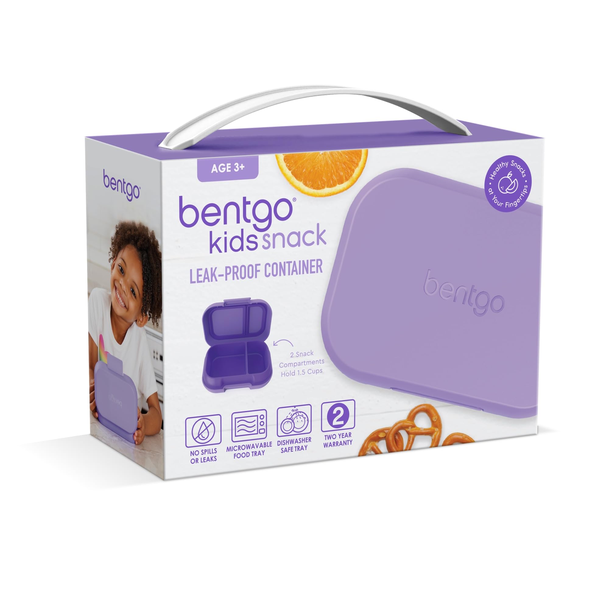 Bentgo Kids Snack - 2 Compartment Leak-Proof Bento-Style Food Storage For Snacks And Small Meals, Easy-Open Latch, Dishwasher Sa