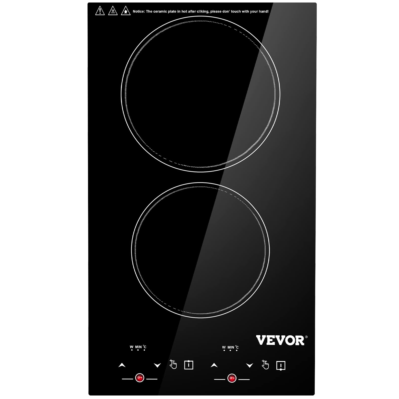 Vevor Built-In Induction Electric Stove Top 12 Inch,2 Burners Electric Cooktop,9 Power Levels & Sensor Touch Control,Easy To Cle
