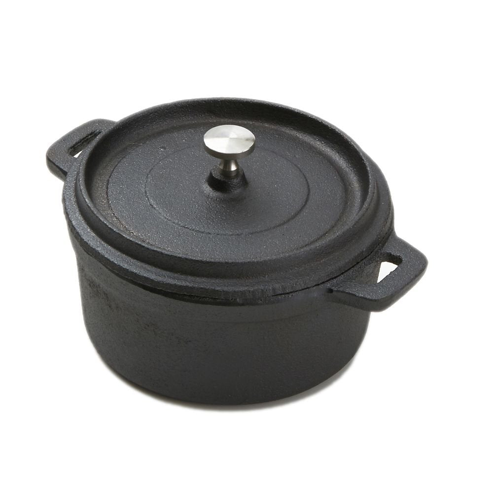 American Metalcraft CIPR5500 17 oz. Medium Round Pot w/ Lid 5 Dia x 2 H, Black