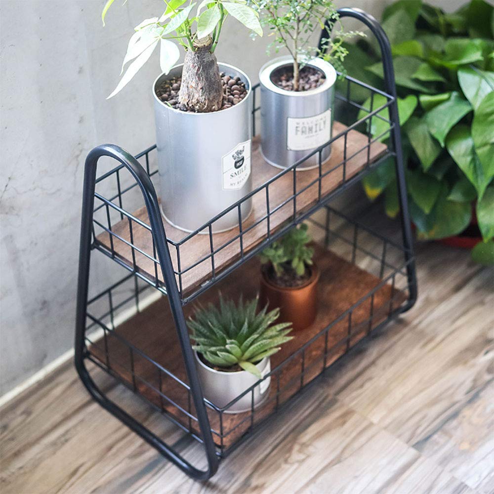 The Bestsellers 21099 Kitchen Shelf Wrought Iron DoubleLayer Spice Rack (Black) Made In India