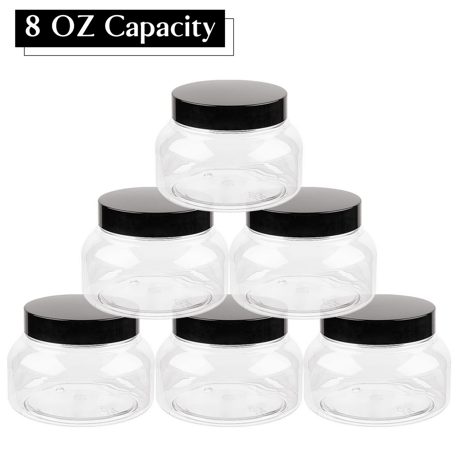 Tuzazo 8 Oz Plastic Container Tuscany Jars With Lids Bpa Free, 12 Pack Empty Round Clear Cosmetic Containers Body Butter Jars Fo