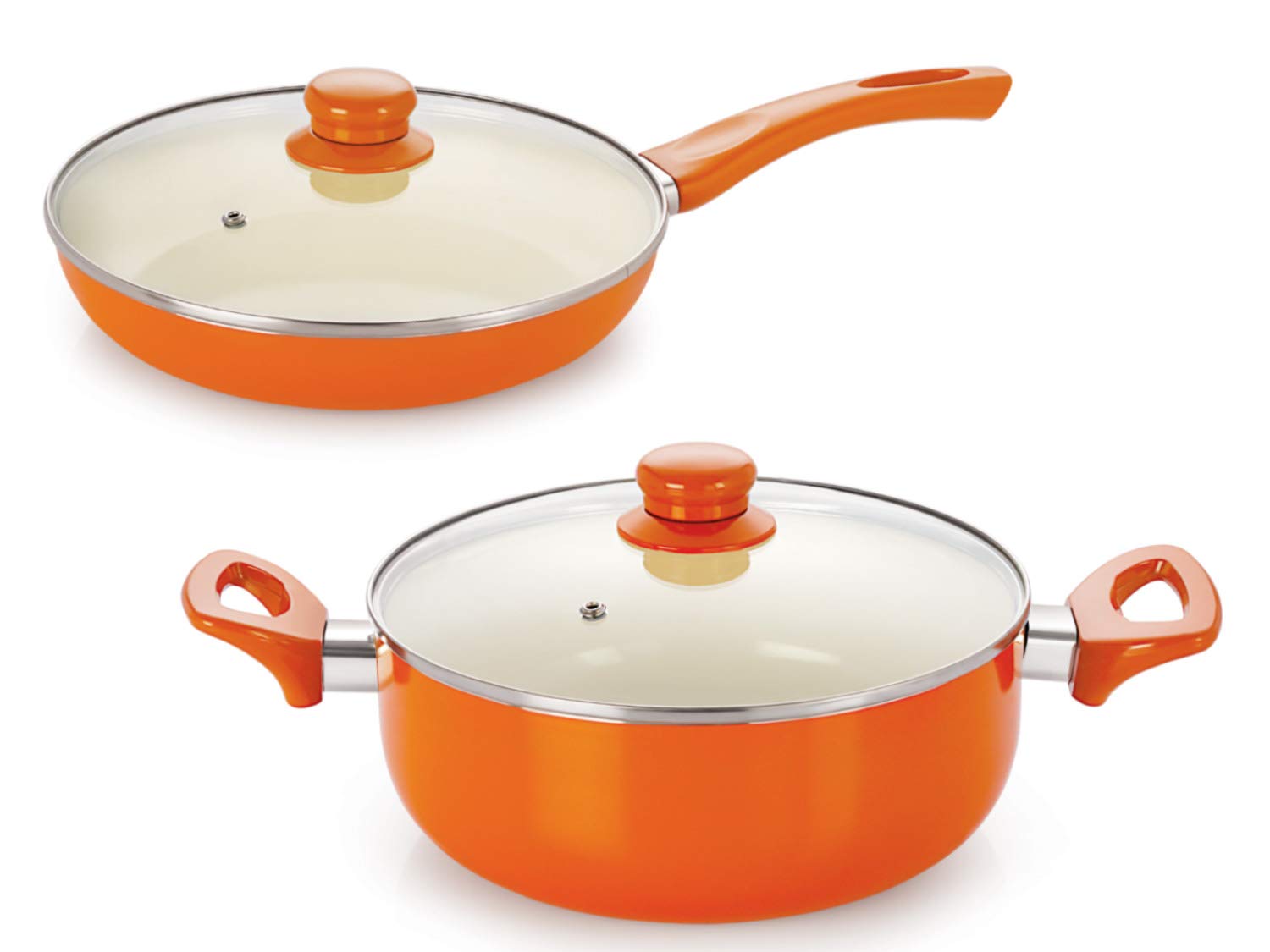 Nirlon Ceramic Induction Cookware Set, 2Pieces, Orange