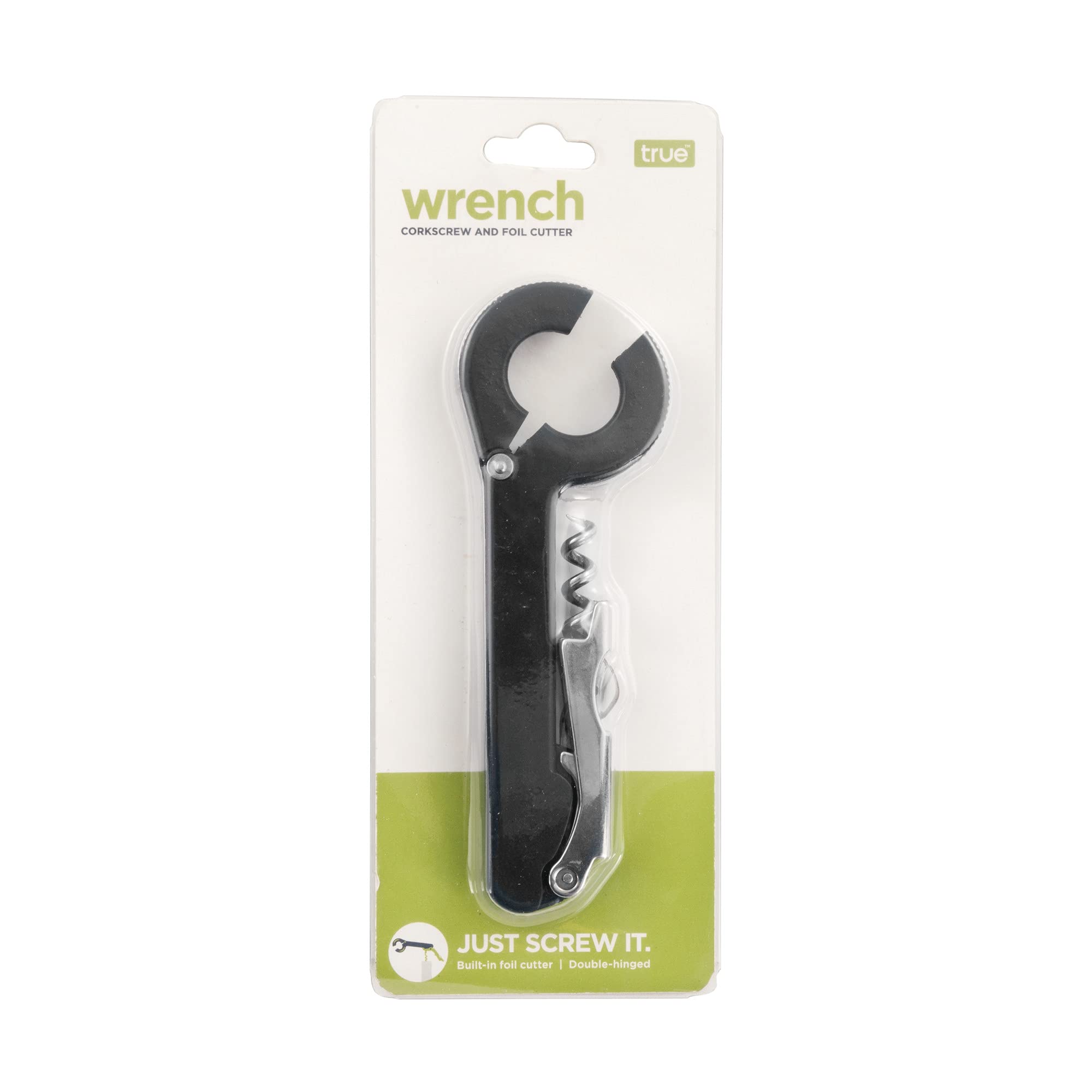 True Wrench Foil Cutter Single Hinged Corkscrews, Black