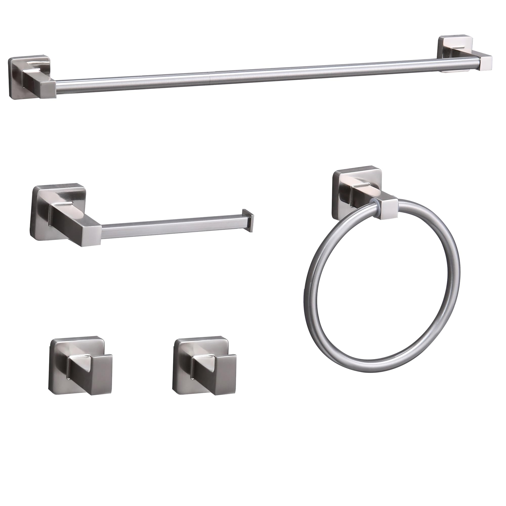 Ntipox 5 Pieces Brushed Nickel Bathroom Hardware Set,Wall Mounted 23.6 inch Towel Bar Set,Towel Rack Set,Toilet Paper Holder, Ba
