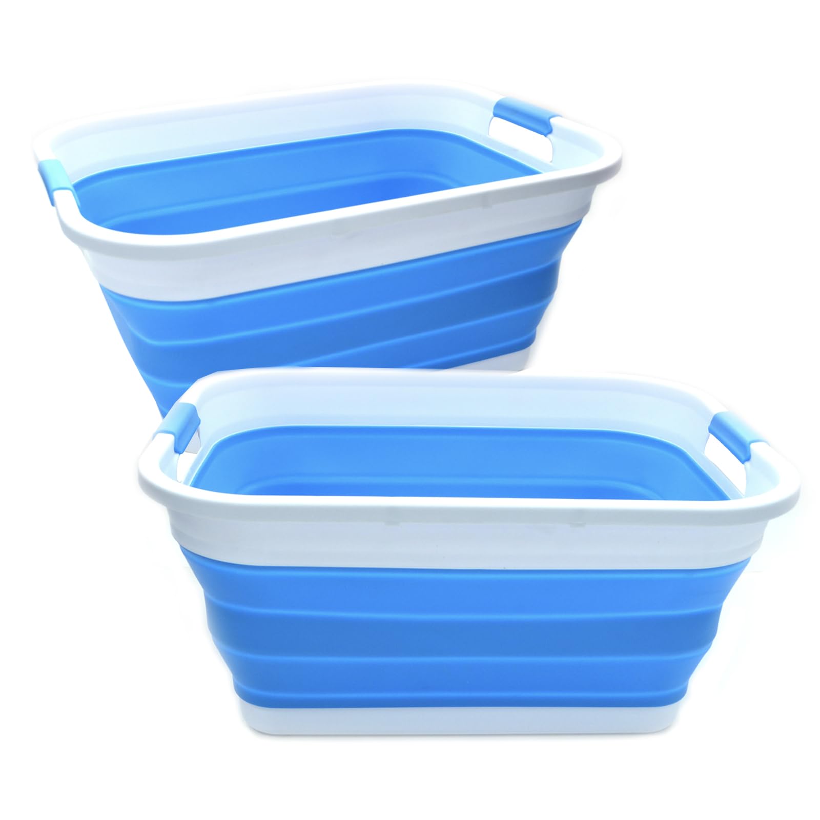 Sammart Set Of 2-41L(108 Gallon) Collapsible Plastic Laundry Basket-Pop Up Storage Container-Portable Washing Tub-Space Saving H