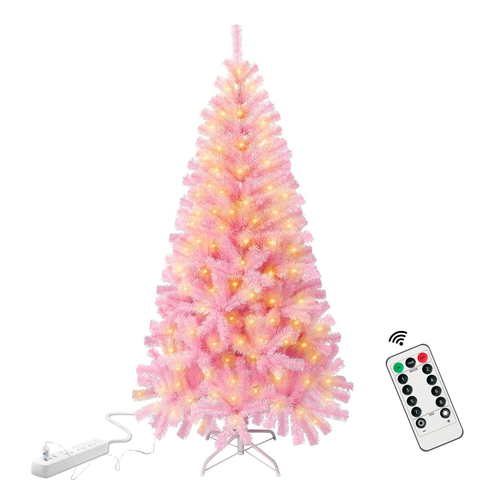 4.5ft Small Pink Christmas Tree - 120 LED Lights 350 Pink Branch Tips Artificial Christmas Tree with Remote Timer - Pink Xmas Gi