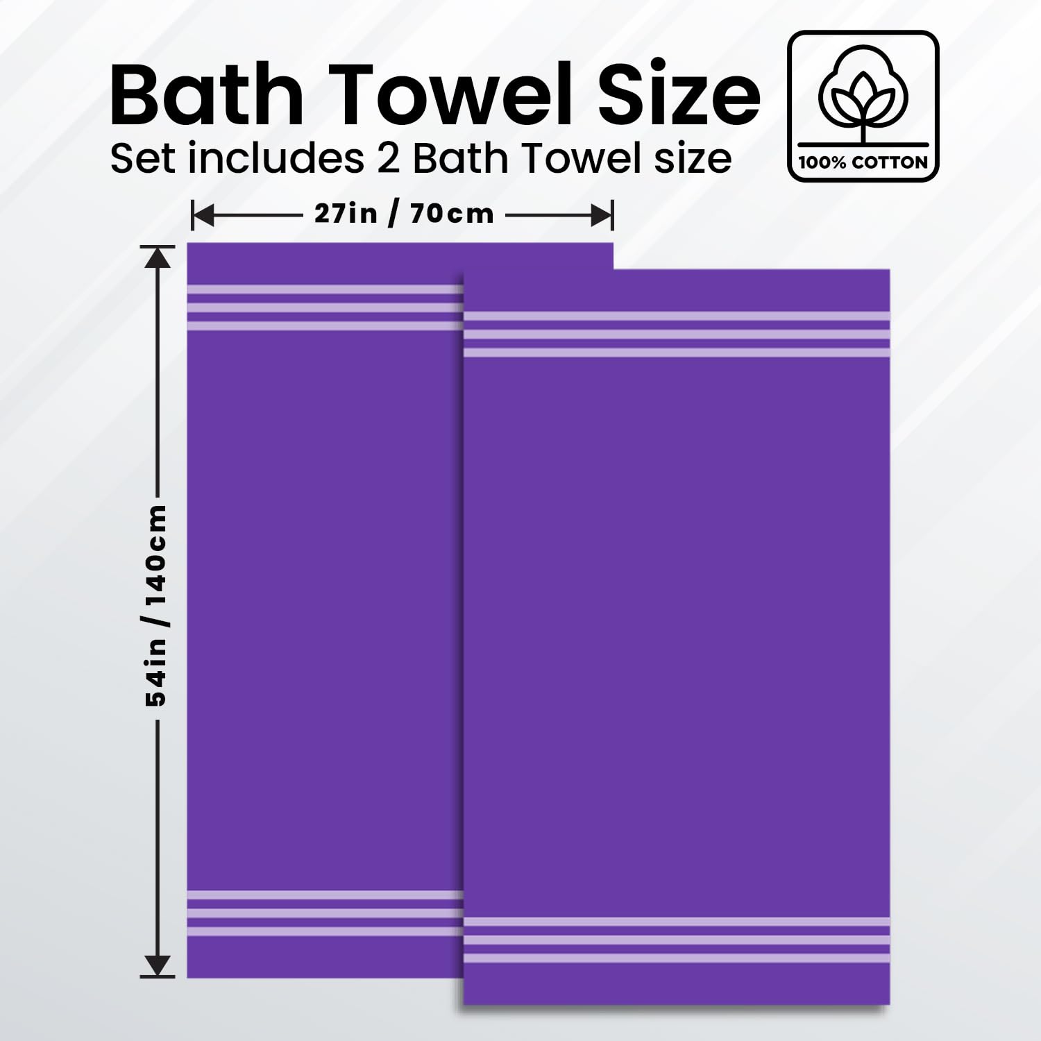 Premium Purple Bath Towels - 700 GSM 100% Cotton 27x54 Inches Pack of 2 Bathroom Towels - Ultra Soft and Highly Absorbent Hotel and Spa Quality Bath Towels for Bathroom by Infinitee?Xclusvies