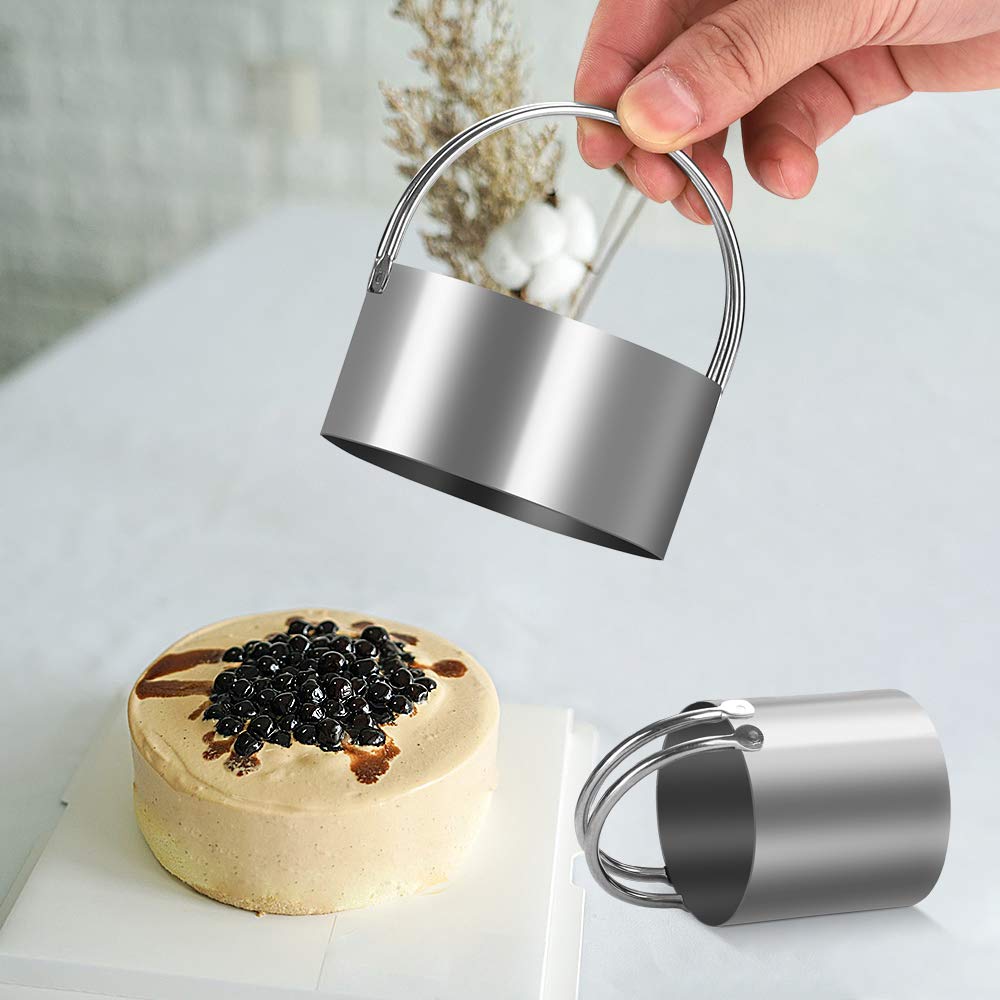 KSPOWWIN Stainless Steel Cookie Cutters Set - 5 Round Biscuit Cutters with Handle in Graduated Sizes - Perfect for Baking