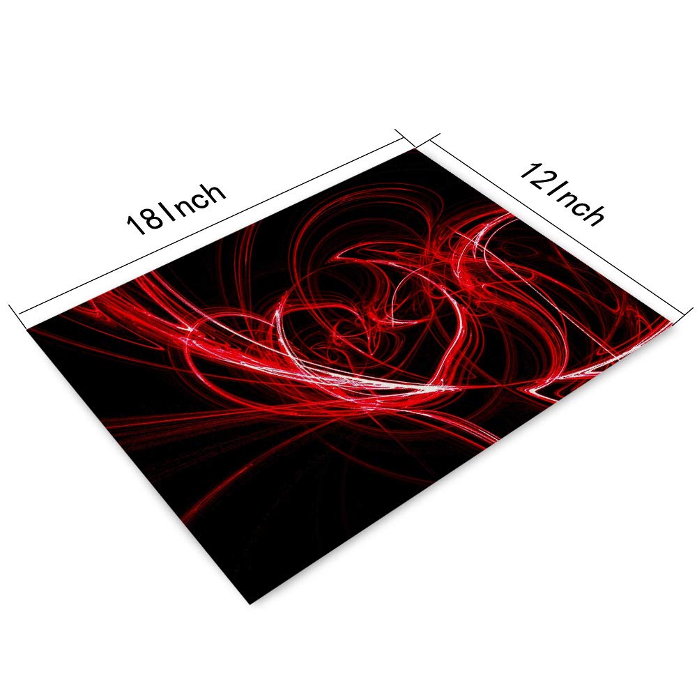Red Circle Placemats Set Of 4, Abstract Red Circles Lines Black Placemats Heat Resistant For Dining Table Non-Slip 18X12 Inches
