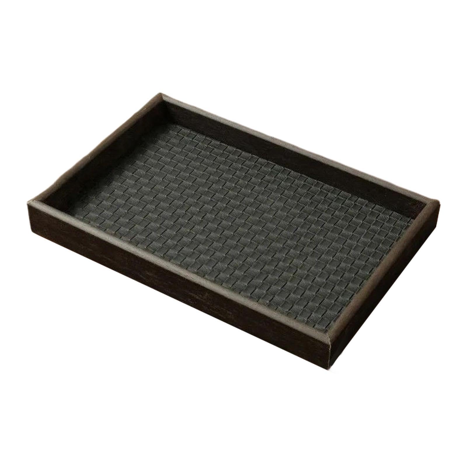 Merishopp Flat Jewelry Tray Organizer Bathroom Drawer Kitchen Counter Showcase Display Black