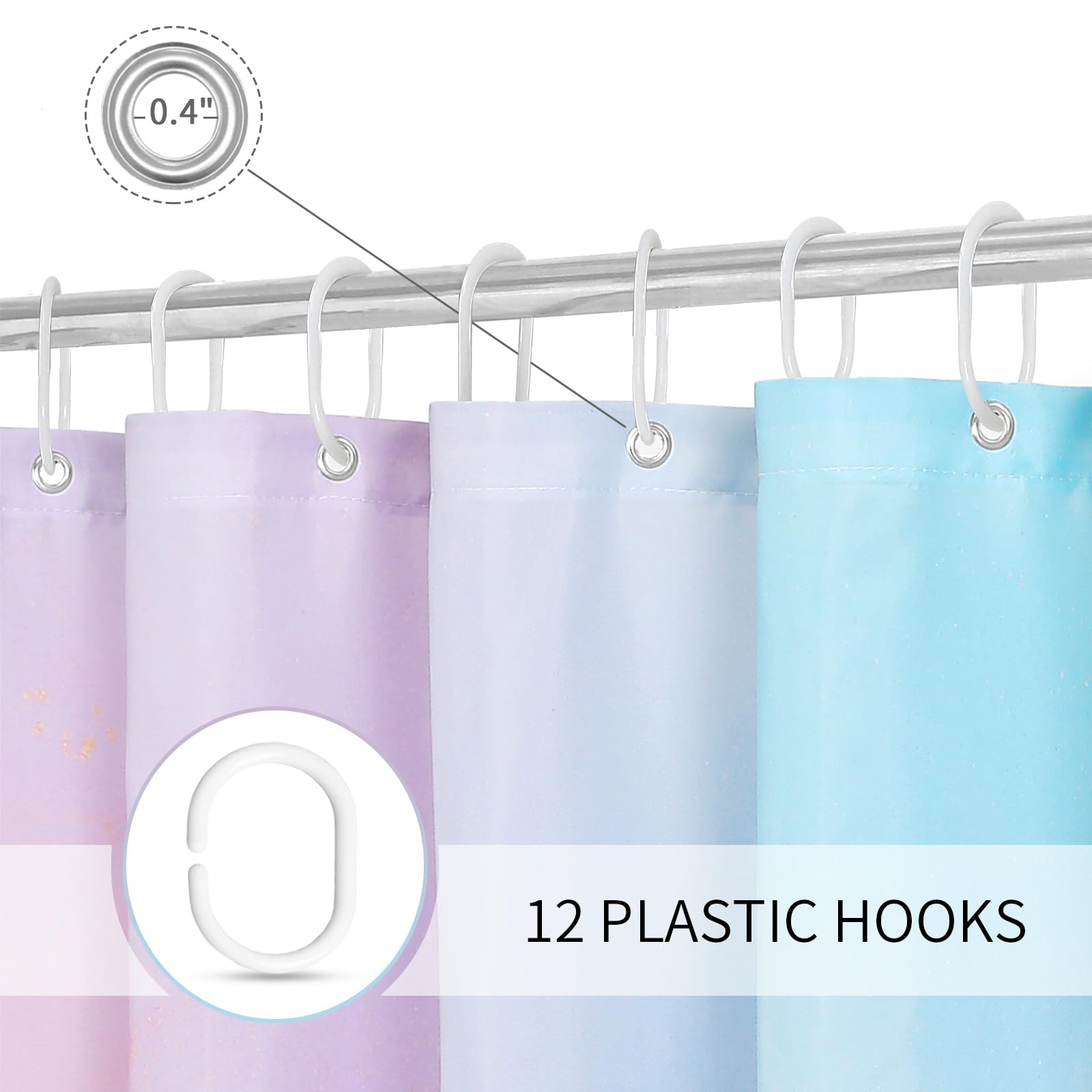 Gibelle Extra Long Shower Curtain 72 X 84, Tall Abstract Marble Shower Curtain, Pink Turquoise Modern Ink Art Waterproof Fabric