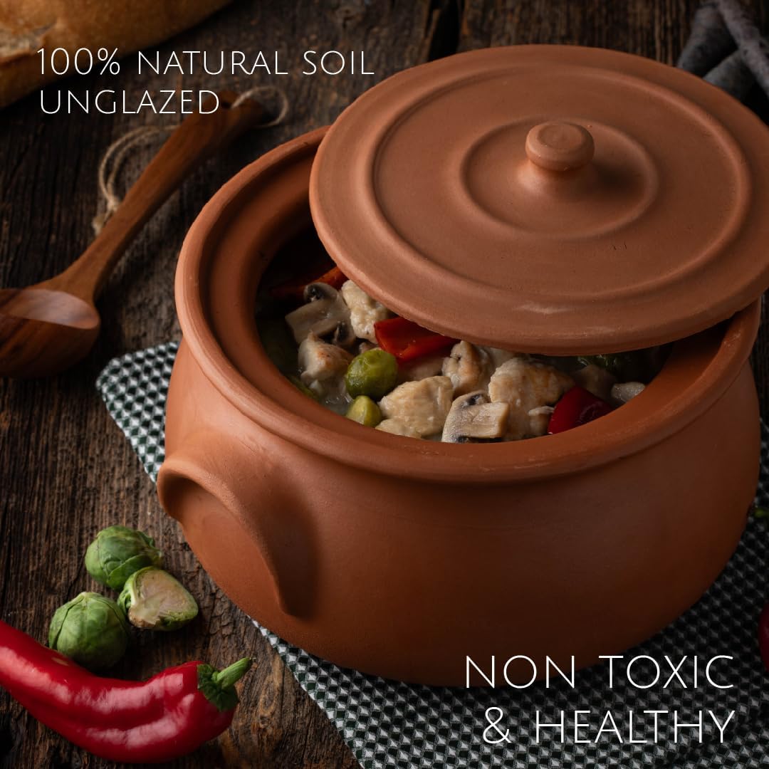 Hakan Handmade Clay Pot With Lid, Natural Unglazed Earthen Cookware, Terracotta Pot, Casserole Dish, Rice Cooking, Clay Pot, Ter