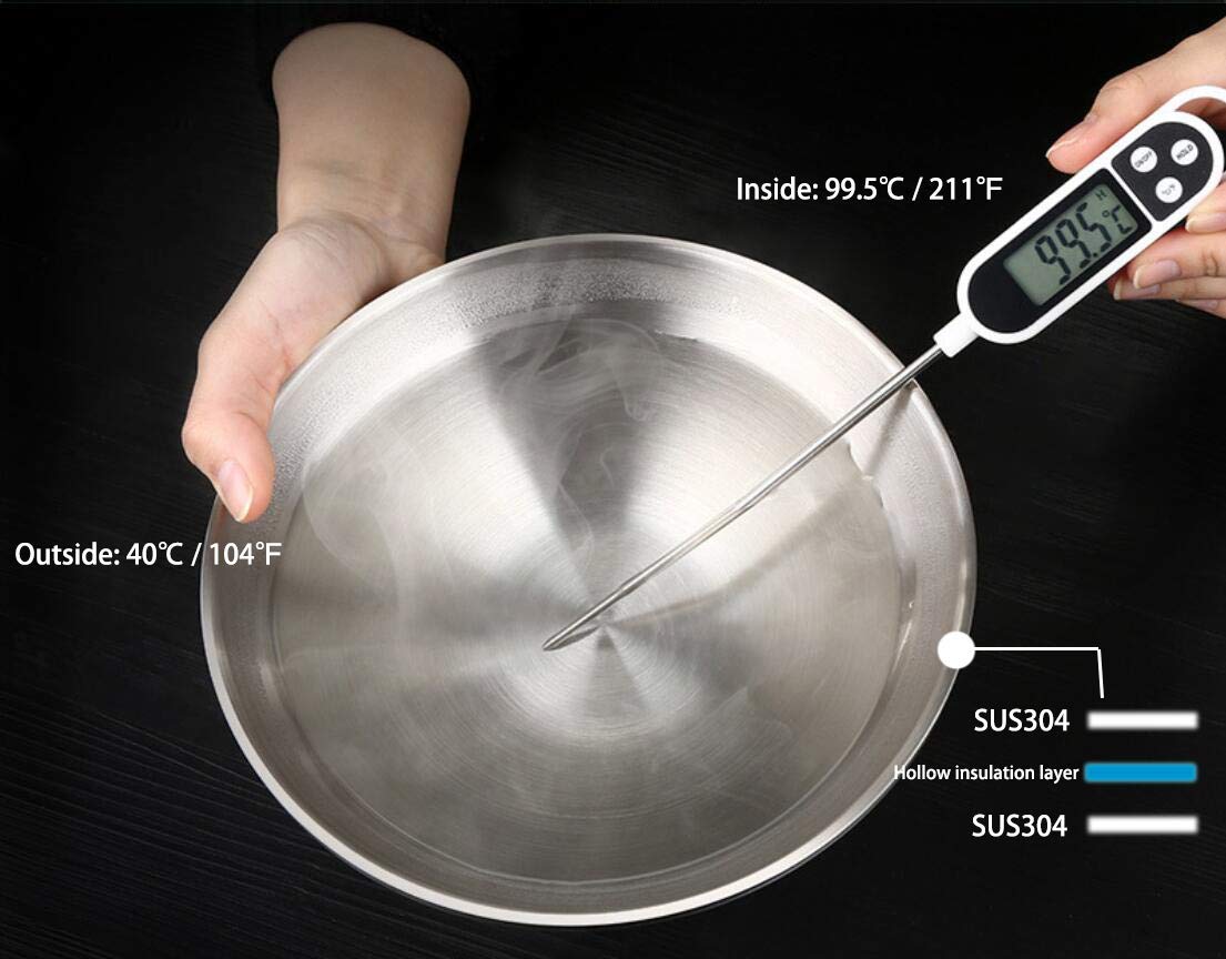 Imeea Soup Bowls Ramen Bowls Sus304 Stainless Steel Bowl Double Walled Serving Bowl For Udon Soba Pho 9.5-Inch (2-Piece)