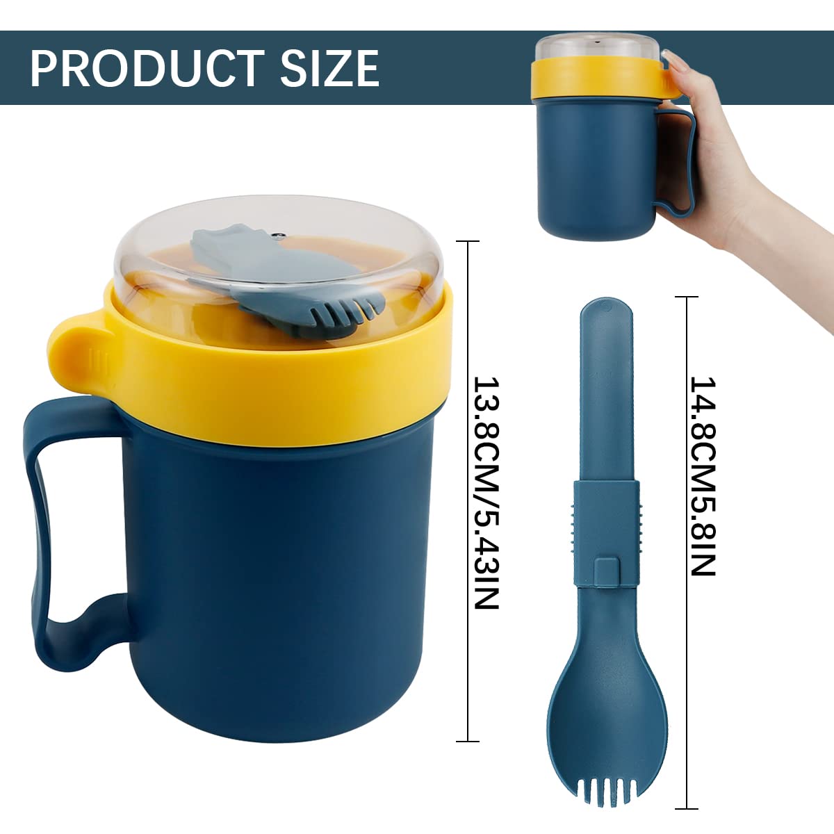 Lnq Luniqi Microwaveable Breakfast Cup With Lid And Spoon