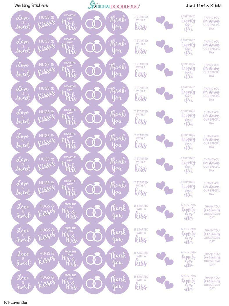 Mini Candy Stickers 0.75 Inch Wedding Favors Set Of 324 (Lavender)