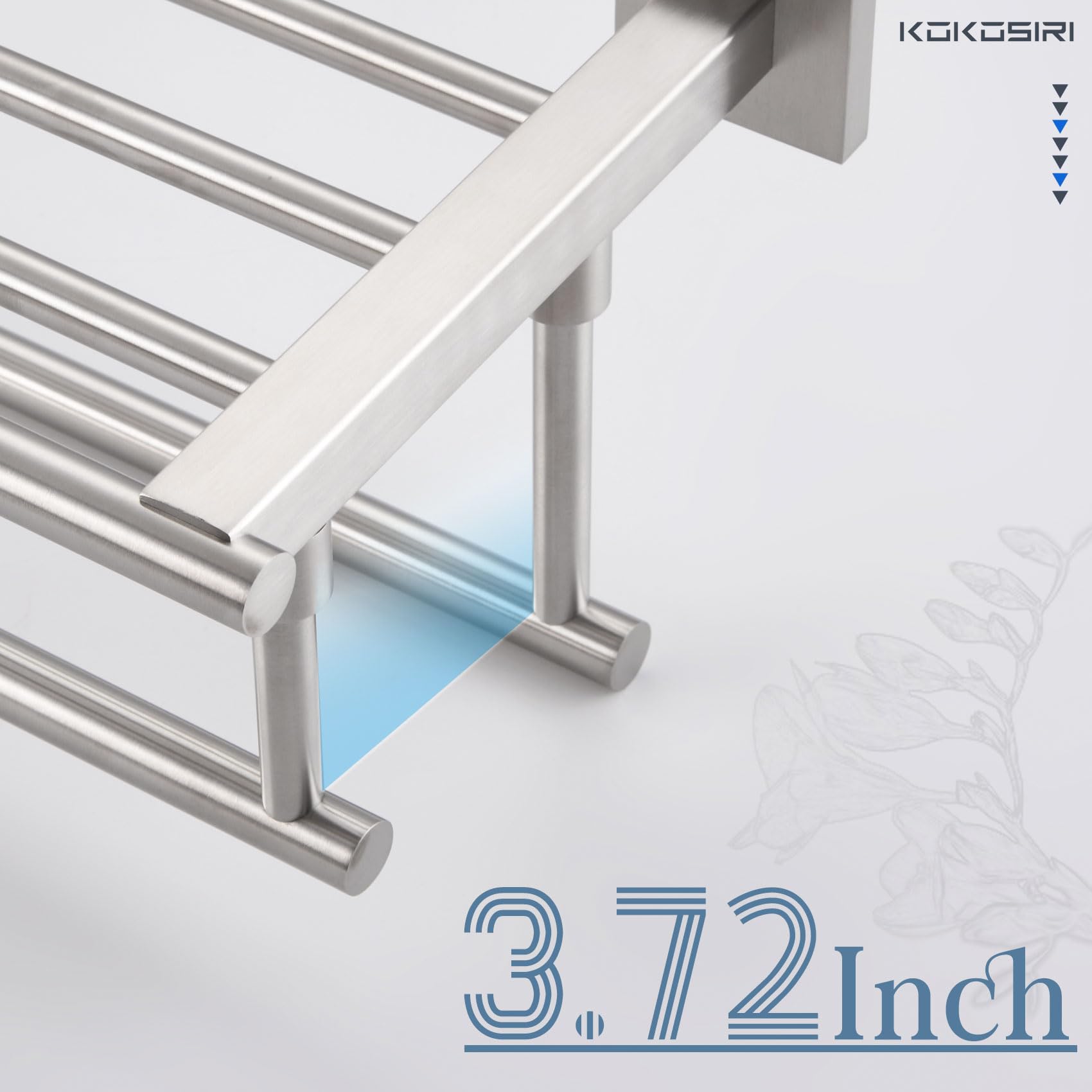Kokosiri Towel Shelf With Double Towel Bars 32 Inches Bathroom Towel Rack Bath Towel Holder Wall Mounted Stainless Steel, Brushe