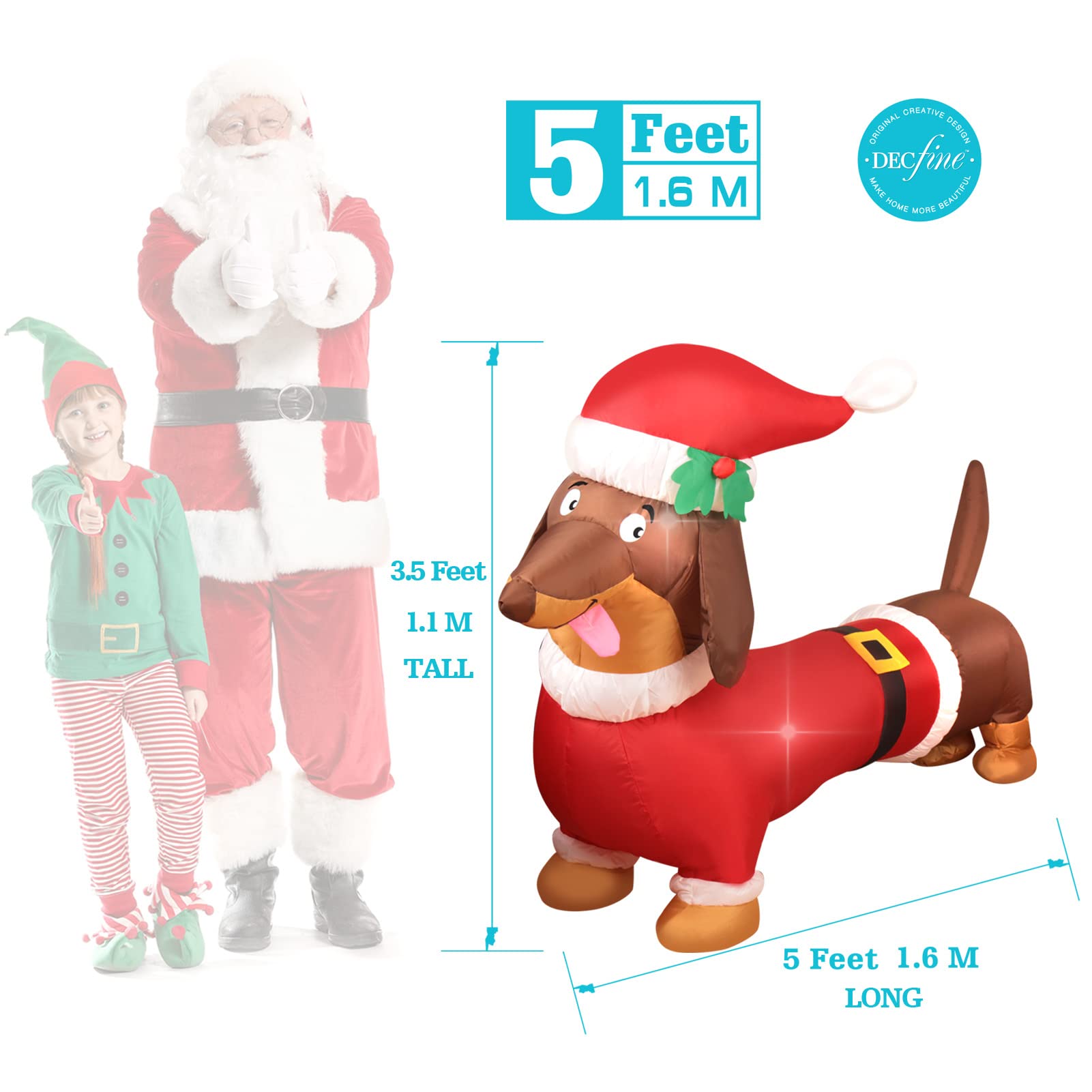 Decfine Christmas Inflatable Snowman/Nutcracker/Santa Claus Lighted Blow Up Christmas Yard Decoration with Built in Fan and Anch