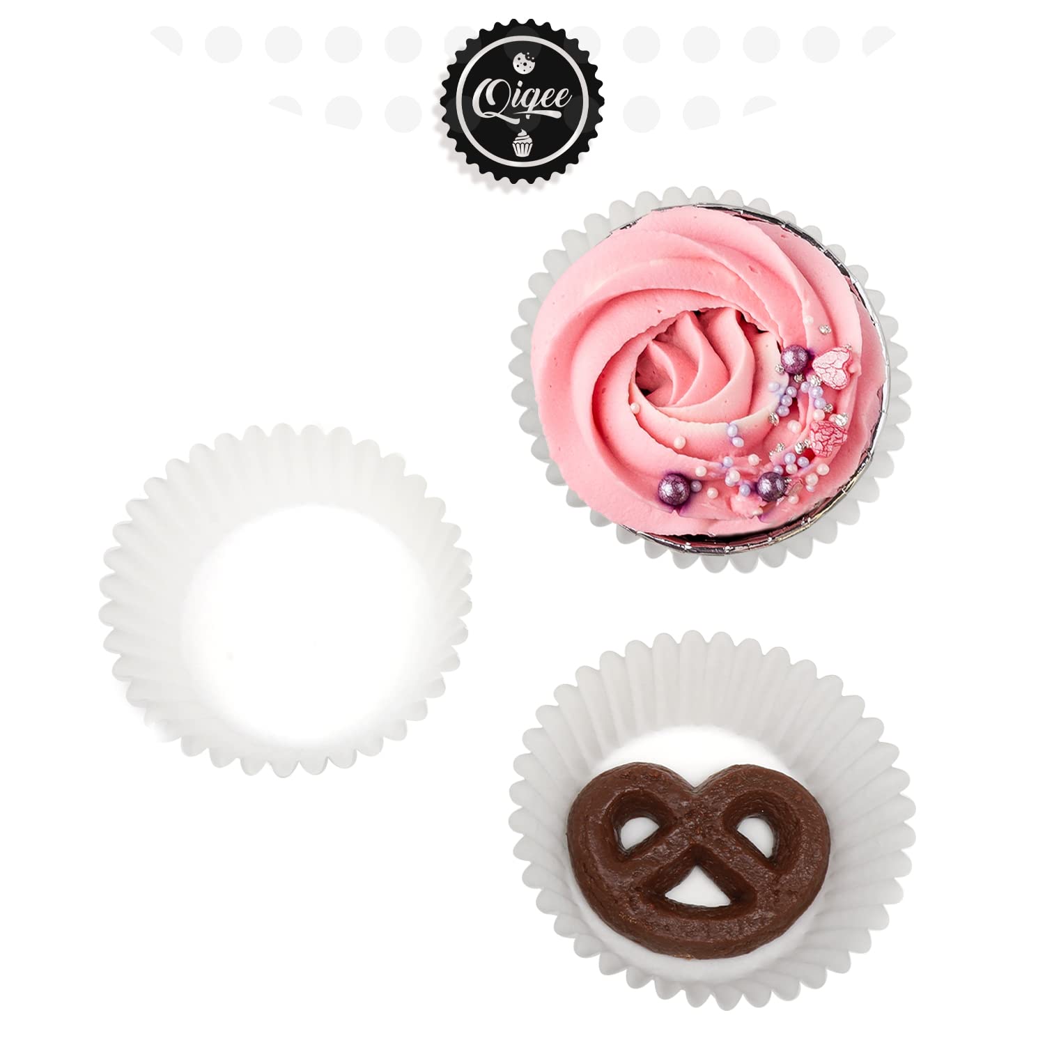 Qiqee 500Pcs Foil Cupcake Liners For Baking Standard Size Thick & Sturdy Oil Resistance, 10 Color Baking Cups Muffin Liners Pape