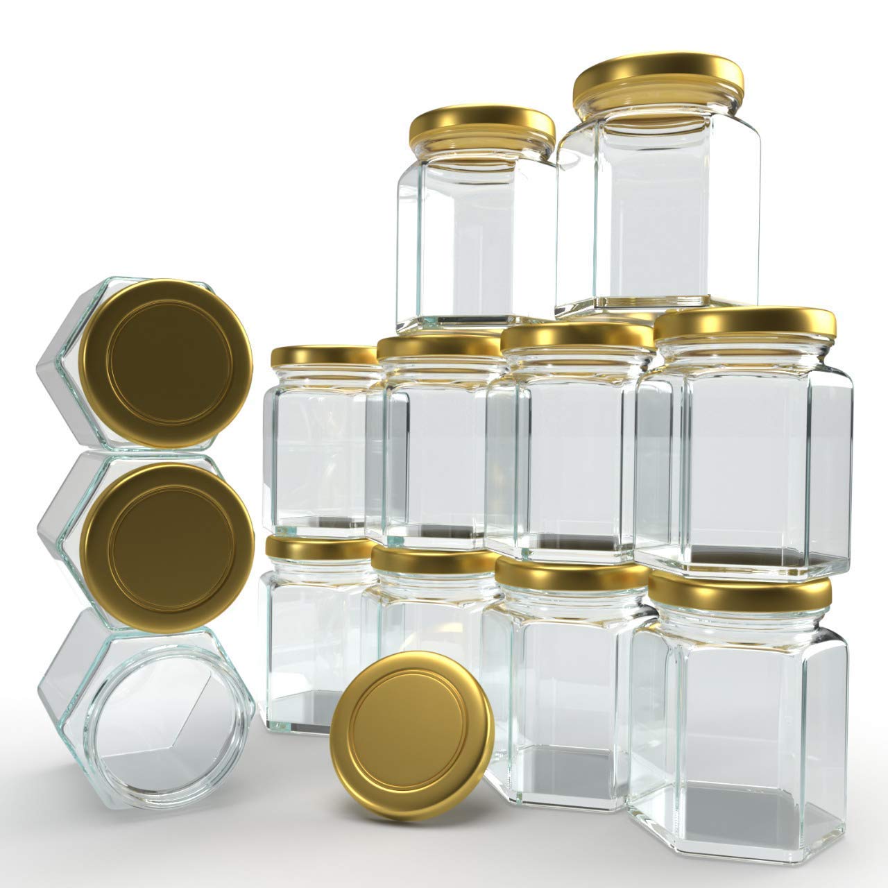 Sitovi Hexagon Glass Jar & Container With Rust Free Air Tight Lid, Suitable For Use In Your Home Office, Kitchen Storage/Glass J