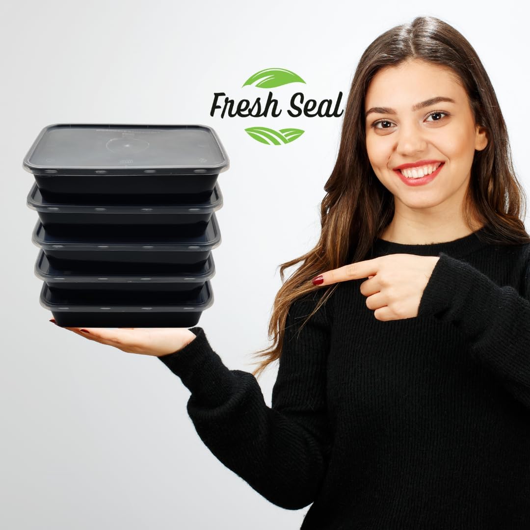 Fresh Seal Reusable Rectangle Plastic Containers With Lid For Food Storage, Food Delivery, Kitchen Use, Fridge And Microwave Saf