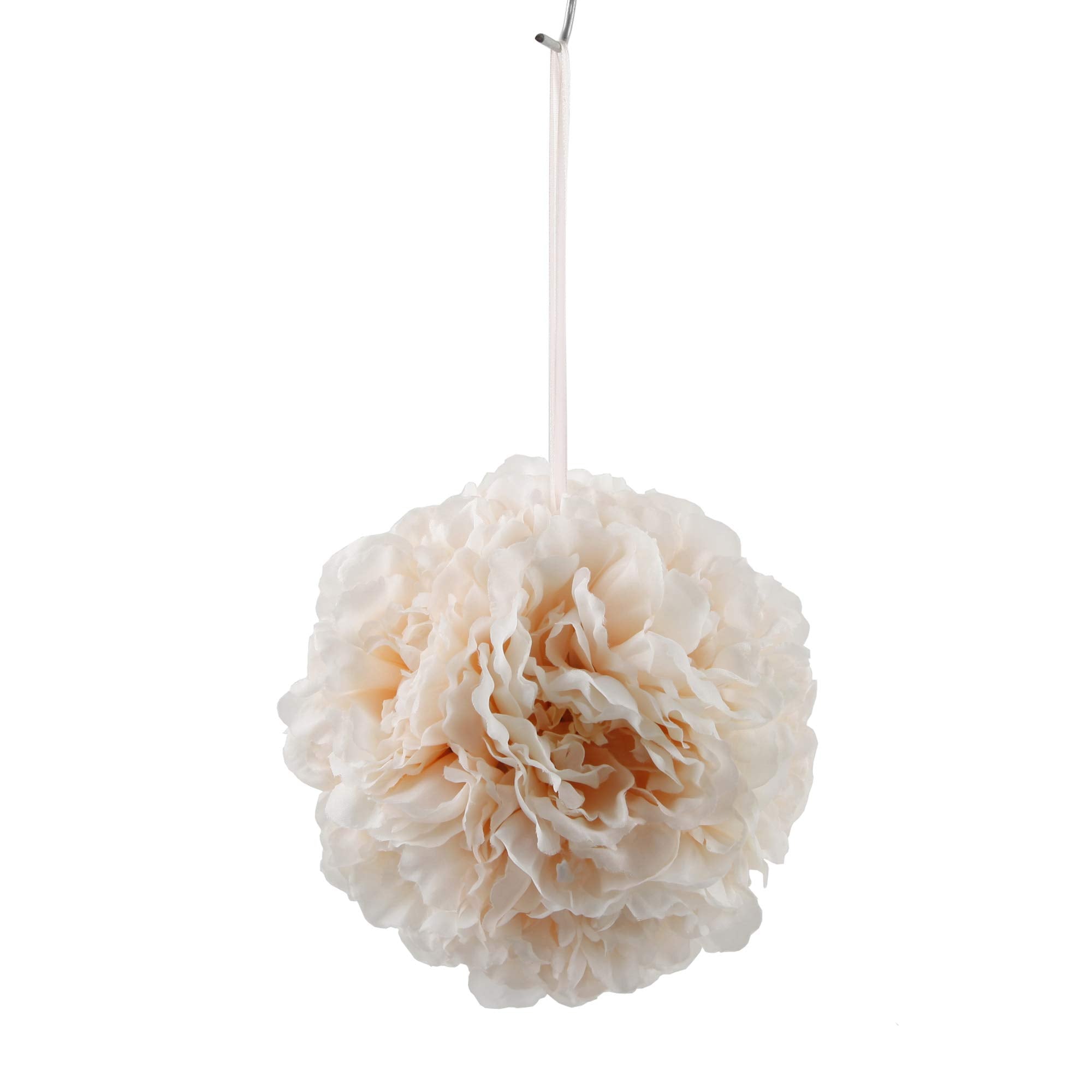 Flora Bunda Artificial Flowers 6.5 Kissing Ball, Peach Peony