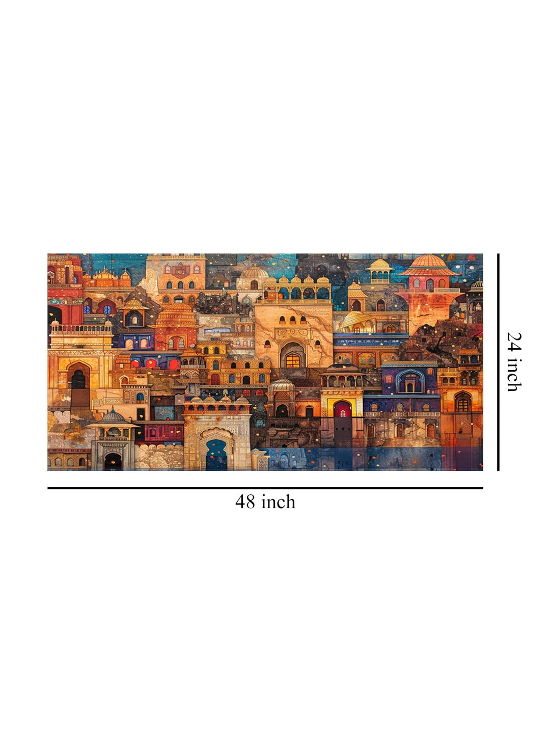 999Store Vibrant Indian Cityscape Canvas Painting - 24X48 Inches Framed Art, Cultural Wall Decor For Home (Flp24480715)