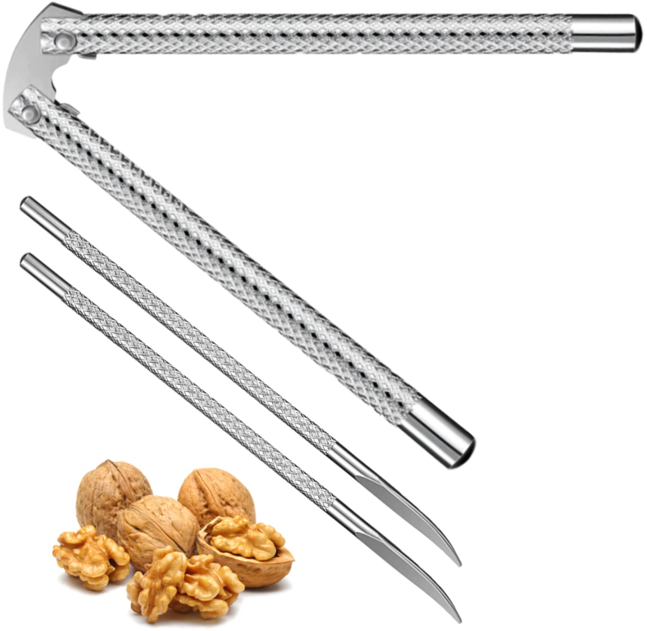 Artcome 3 Pcs Nutcracker Stainless Steel Nut Cracker Set Including 1 Nut Cracker And 2 Picks