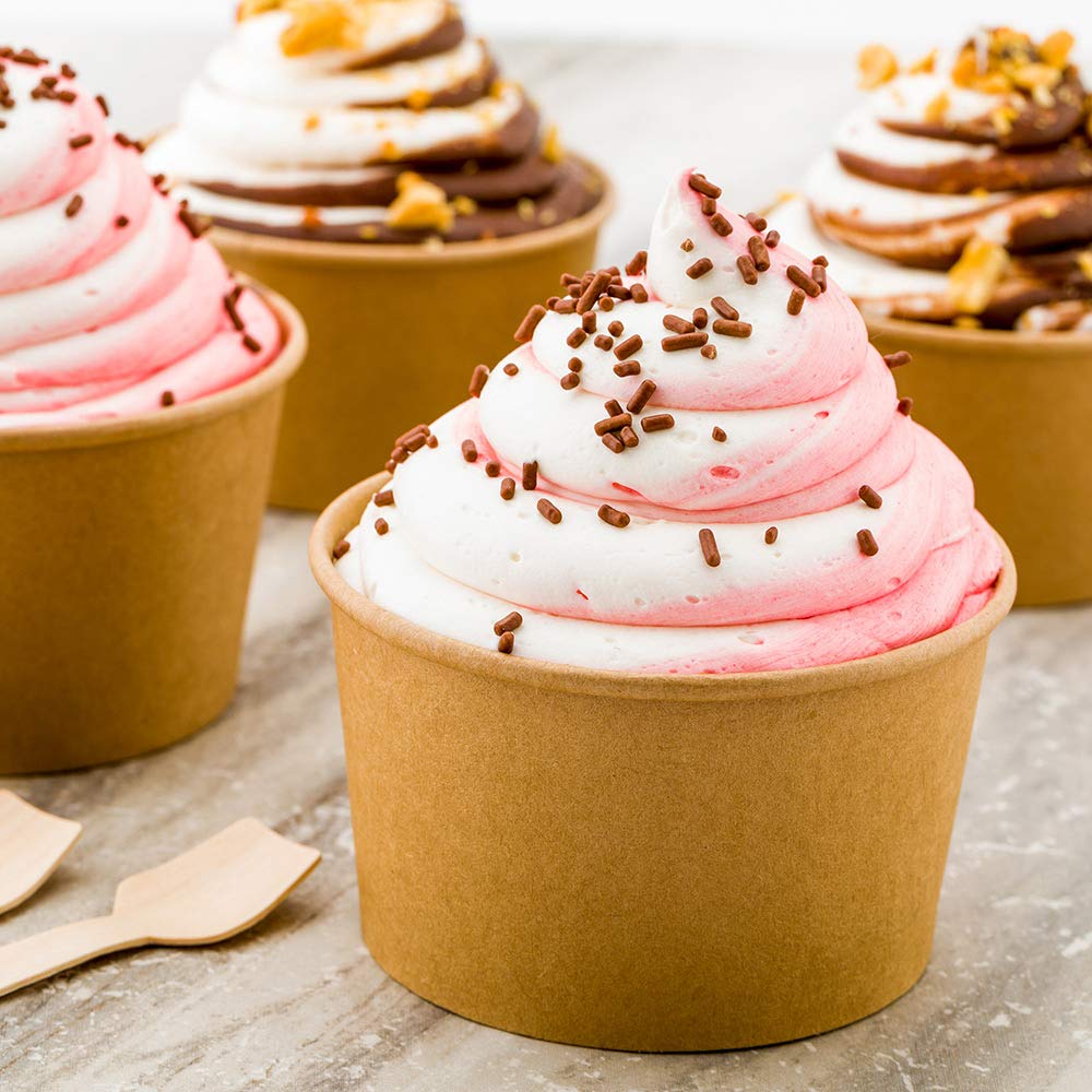 Coppetta 12-Ounce Dessert Cups, 200 Disposable Ice Cream Cups - Lids Sold Separately, Sturdy, Kraft Paper Frozen Yogurt Bowls, F
