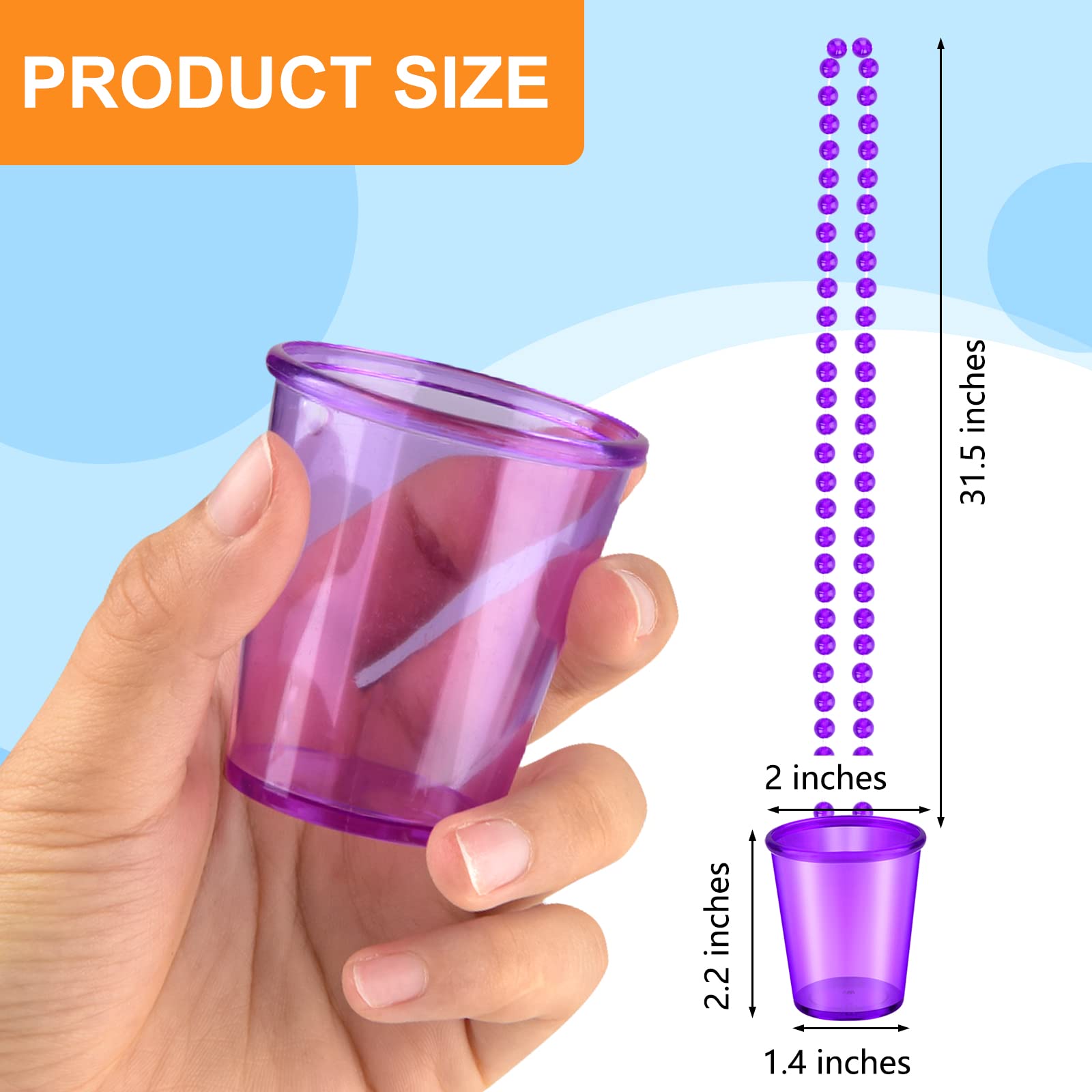 72 Pieces Shot Glass On Beaded Necklace Shot Glass Necklaces Plastic Shot Cup Necklace For Team Groom And Bride Supplies Bachelo