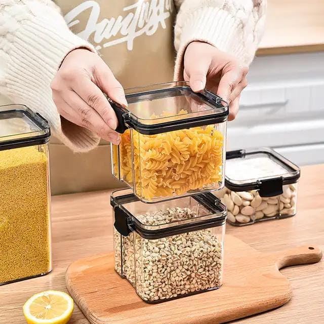 Air Tight Kitchen Containers Set Of 2, Kitchen Storage Box For Pulses, Cereals, Grains, Dry Fruits, Pantry Organization, Kitchen