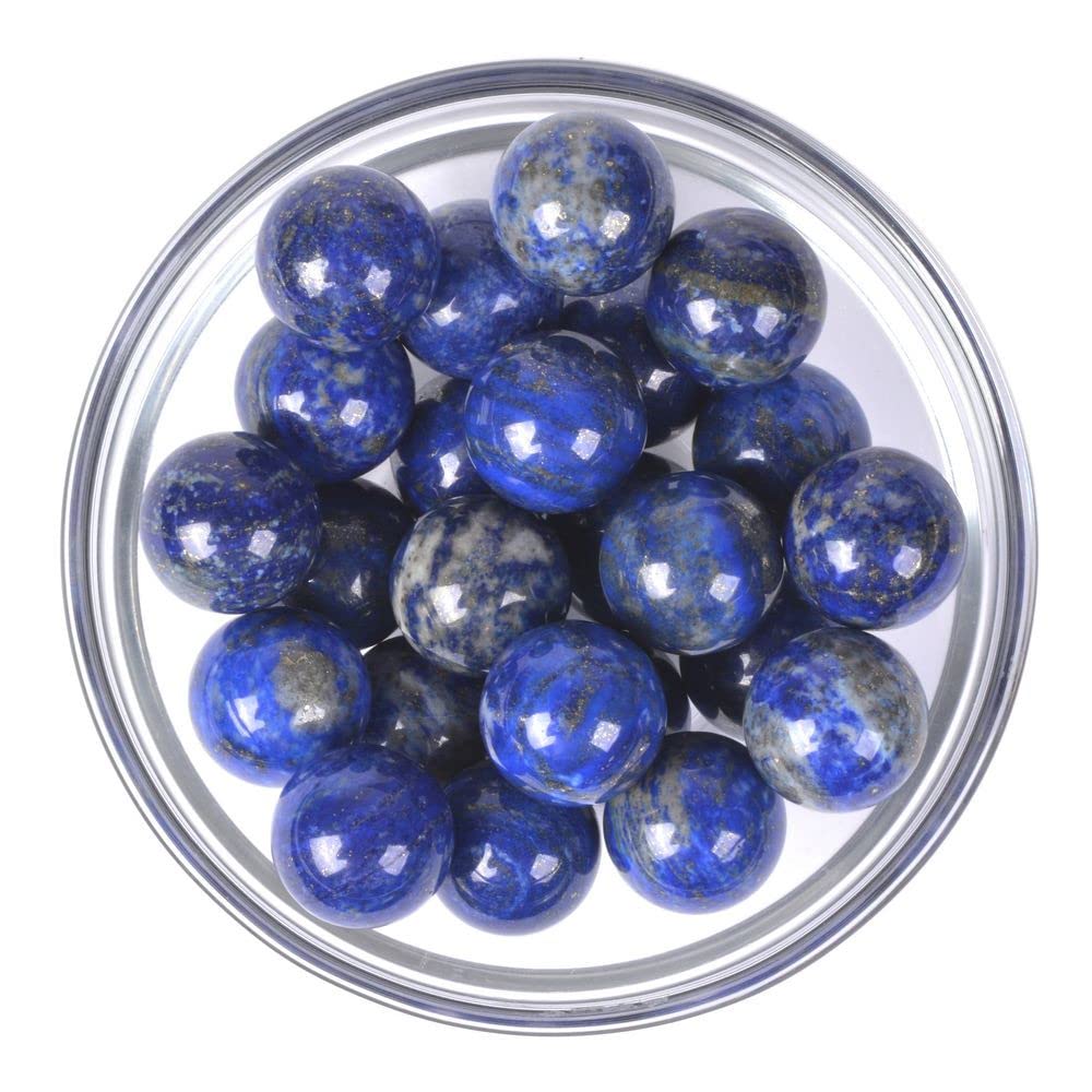 Justinstones Natural Lapis Tumble 20mm Gemstone Healing Crystal Energy Ball Round Sphere Specimen Collection Pocket Palm Worry S