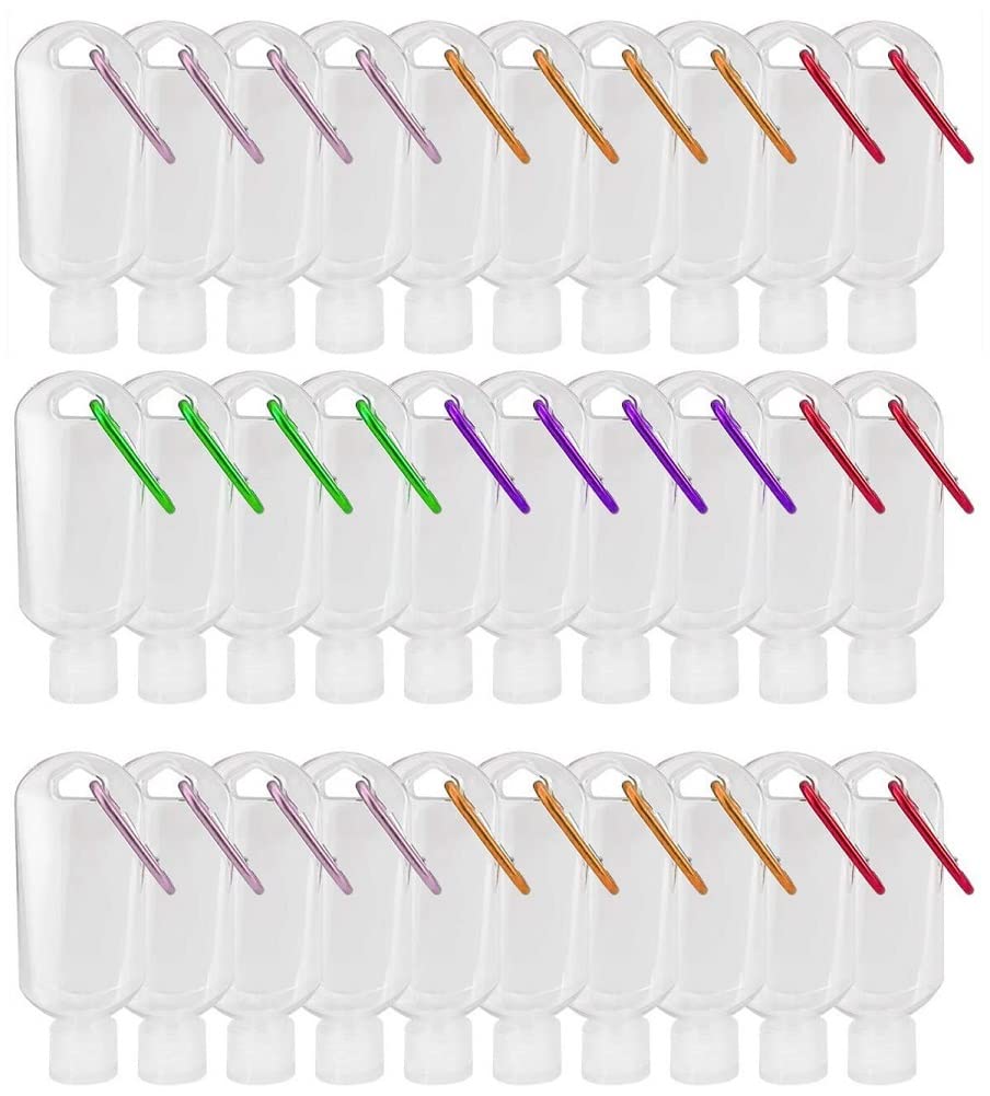 Spmimi 30 Pack Travel Plastic Clear Keychain Bottles, Leakproof Refillable Empty Bottles Portable Squeeze Containers With Flip C