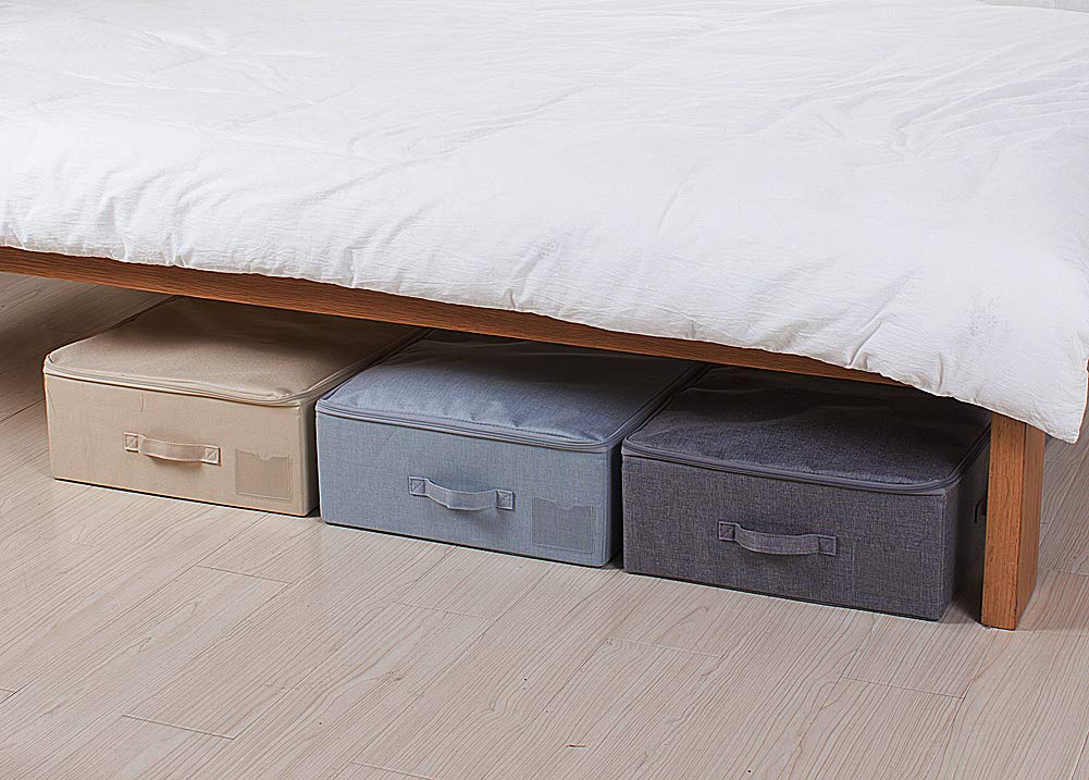 iwill CREATE PRO Pack of 2, Large Rigid Underbed Storage Boxes for Duvets, Queen/King Size Blankets, All Sides Built in Plastic